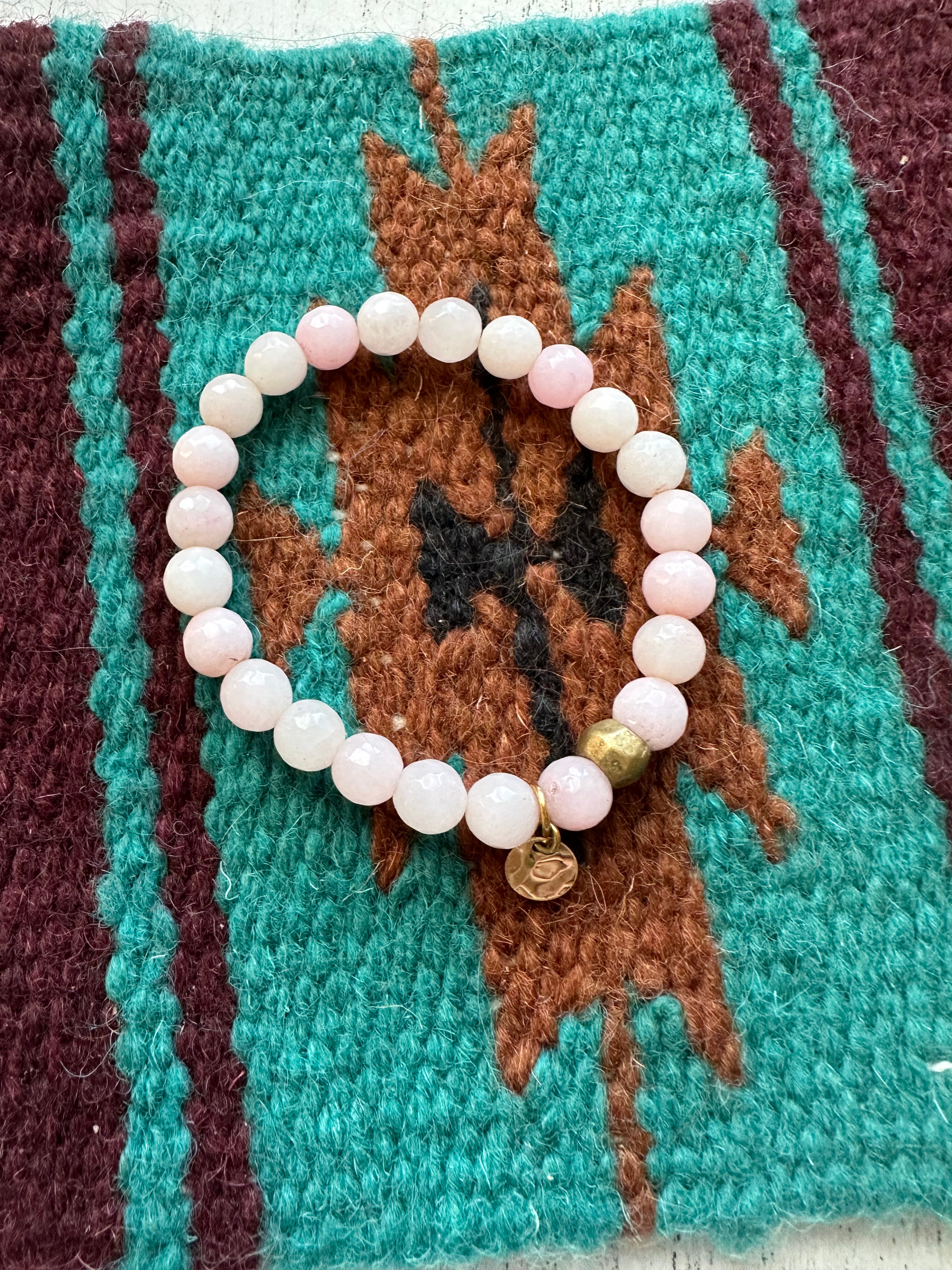 Handmade Beaded Pink Stretch Bracelet