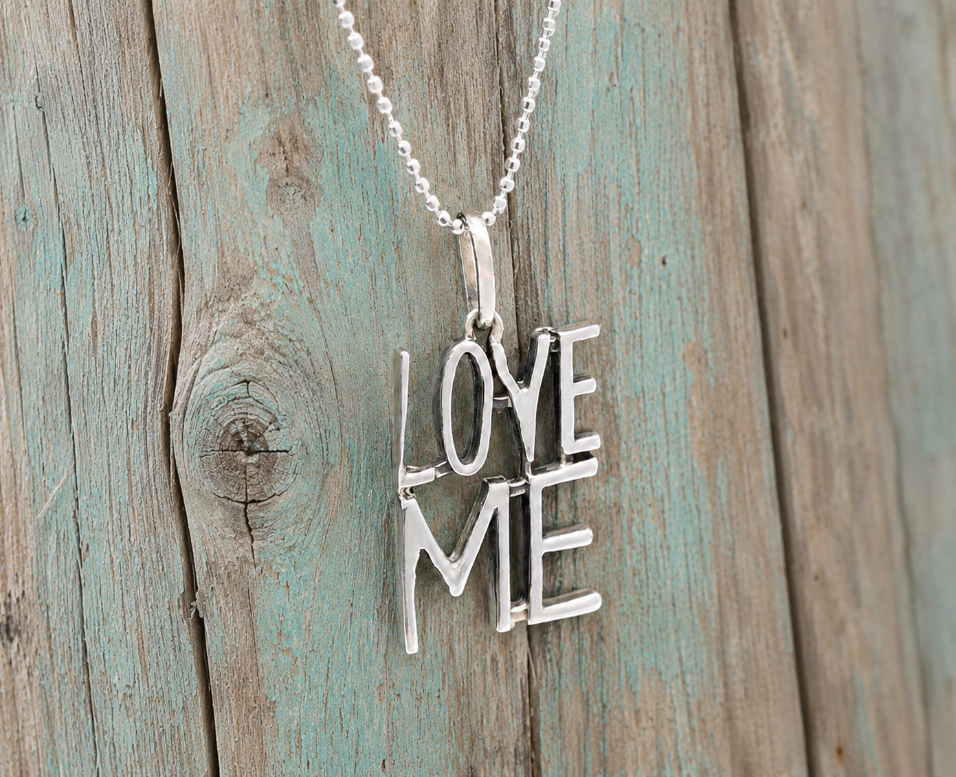Love Me Pendant Sterling Silver Necklace