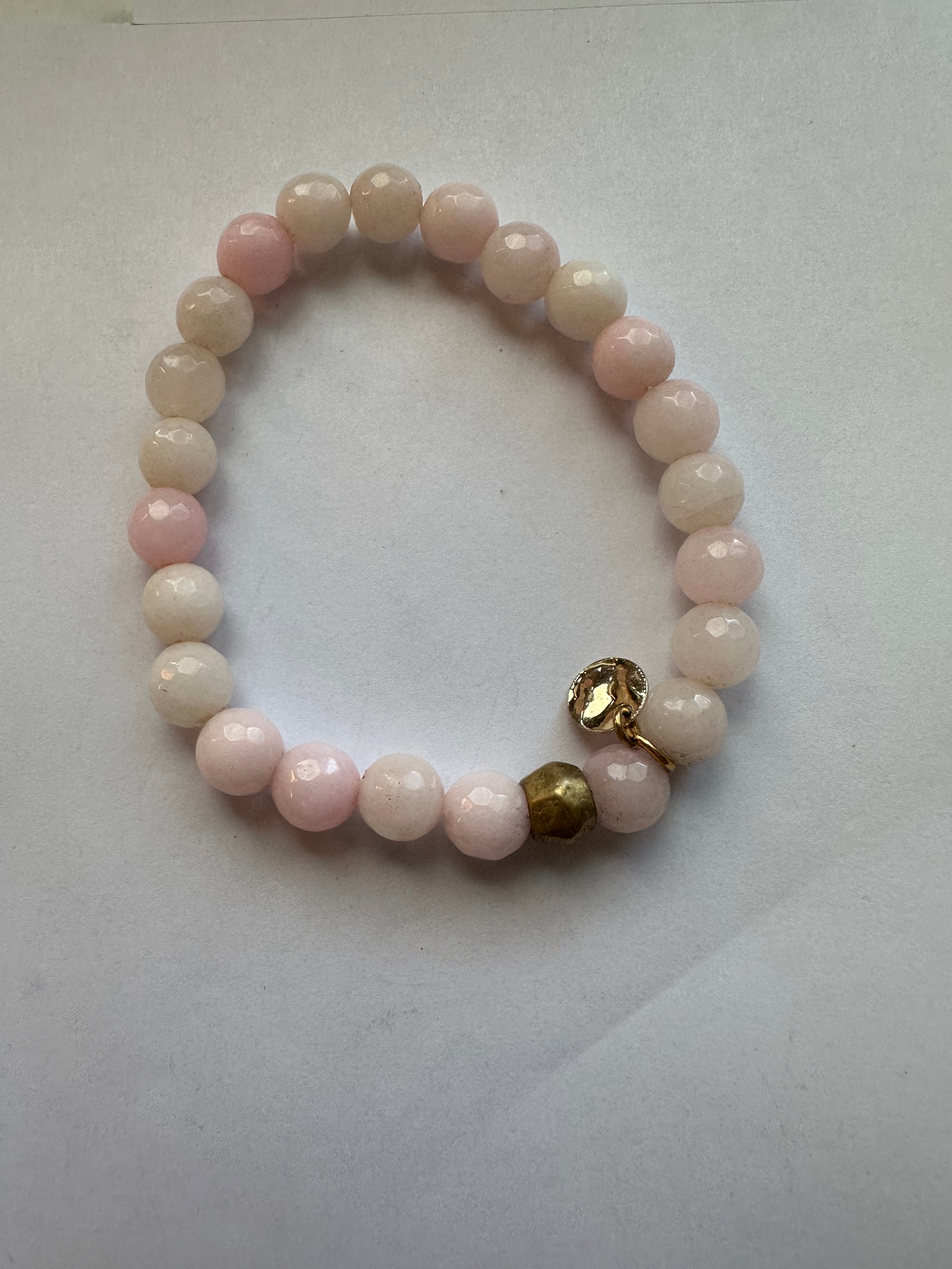 Handmade Beaded Pink Stretch Bracelet