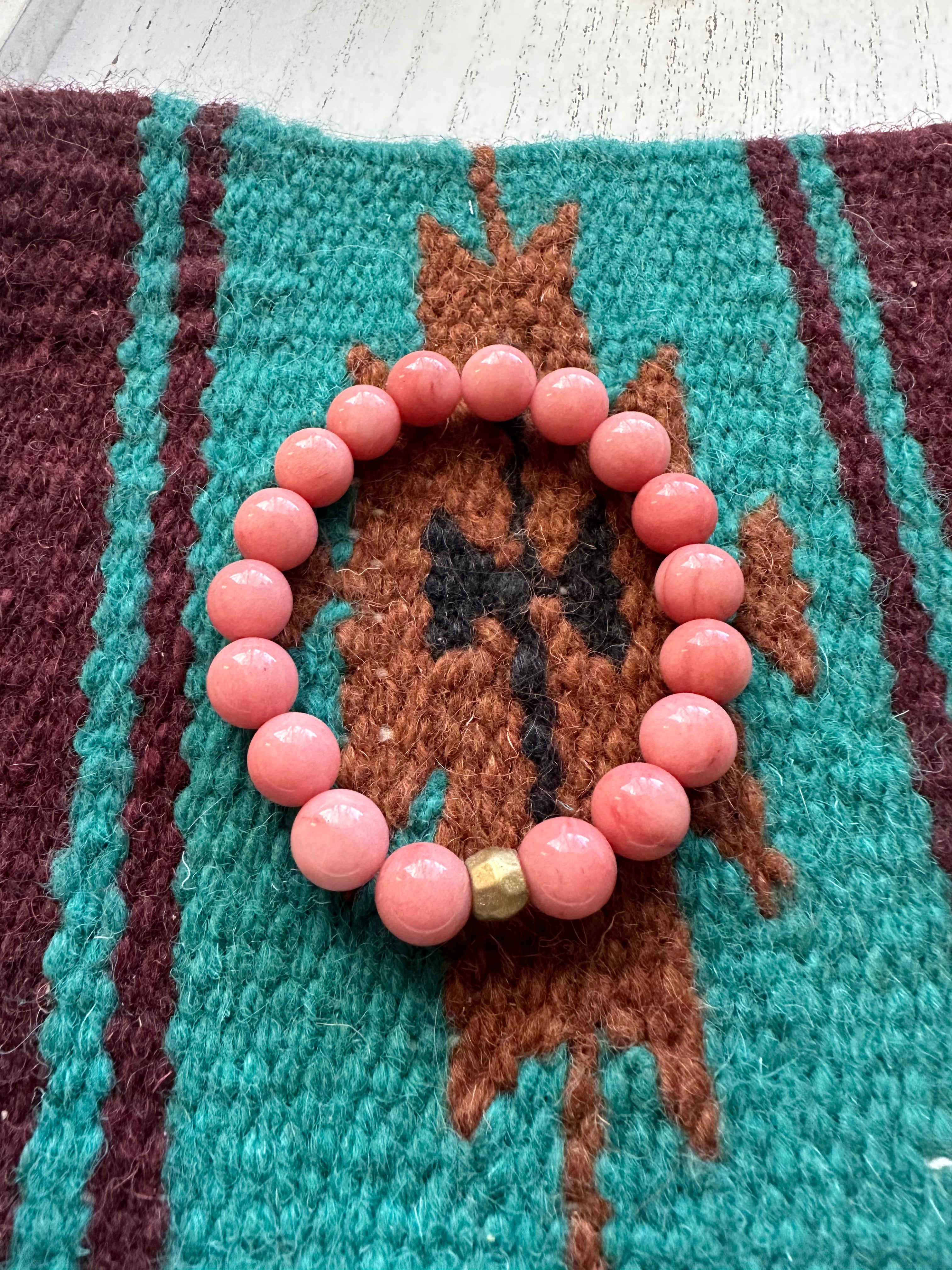 Handmade Beaded Stretch Bracelet Pink