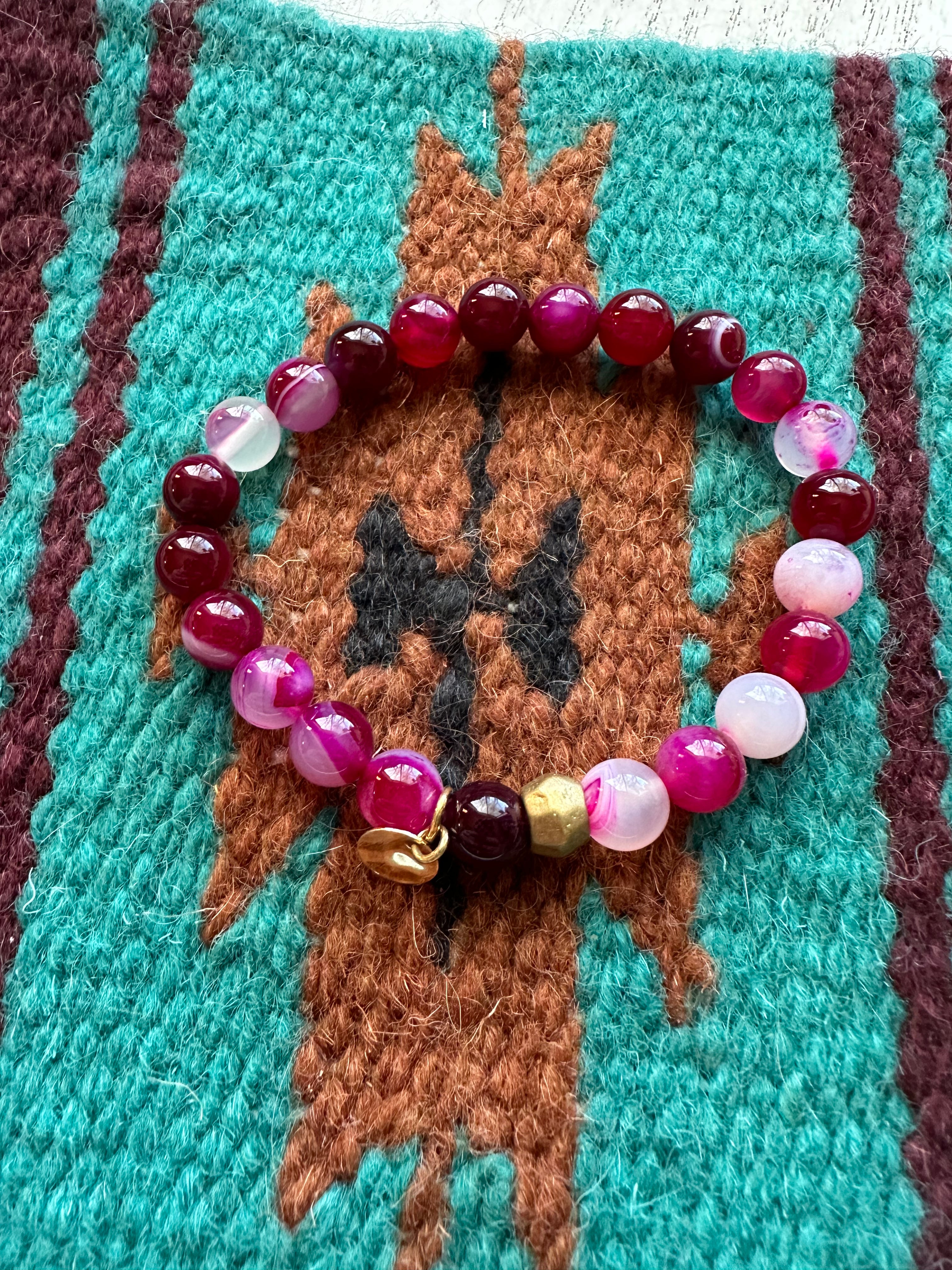 Handmade Beaded Pink Stretch Bracelet