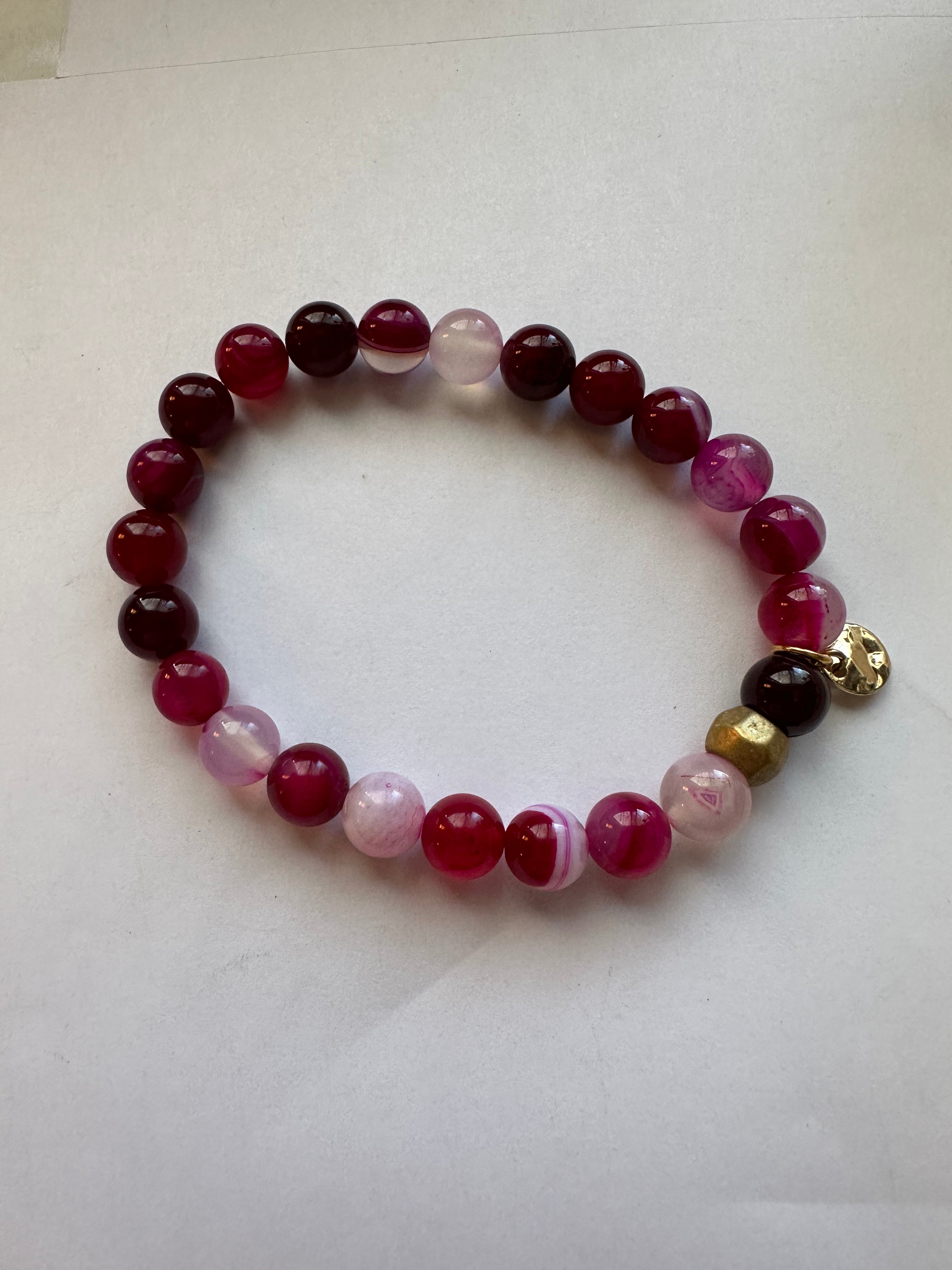 Handmade Beaded Pink Stretch Bracelet