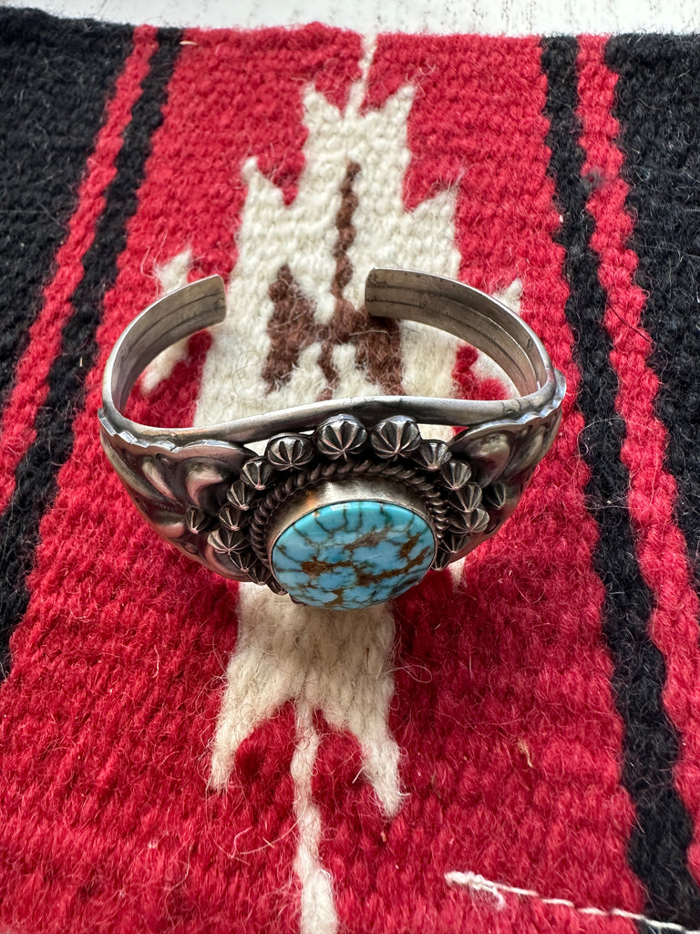 Navajo Sterling Silver & Turquoise Cuff Bracelet Signed – Nizhoni