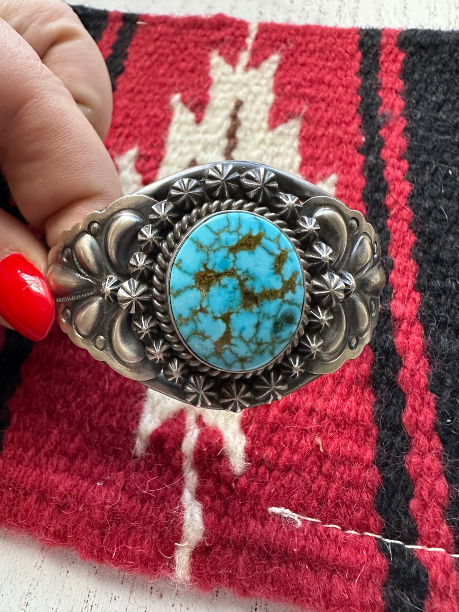 Navajo Sterling Silver & Turquoise Cuff Bracelet Signed – Nizhoni