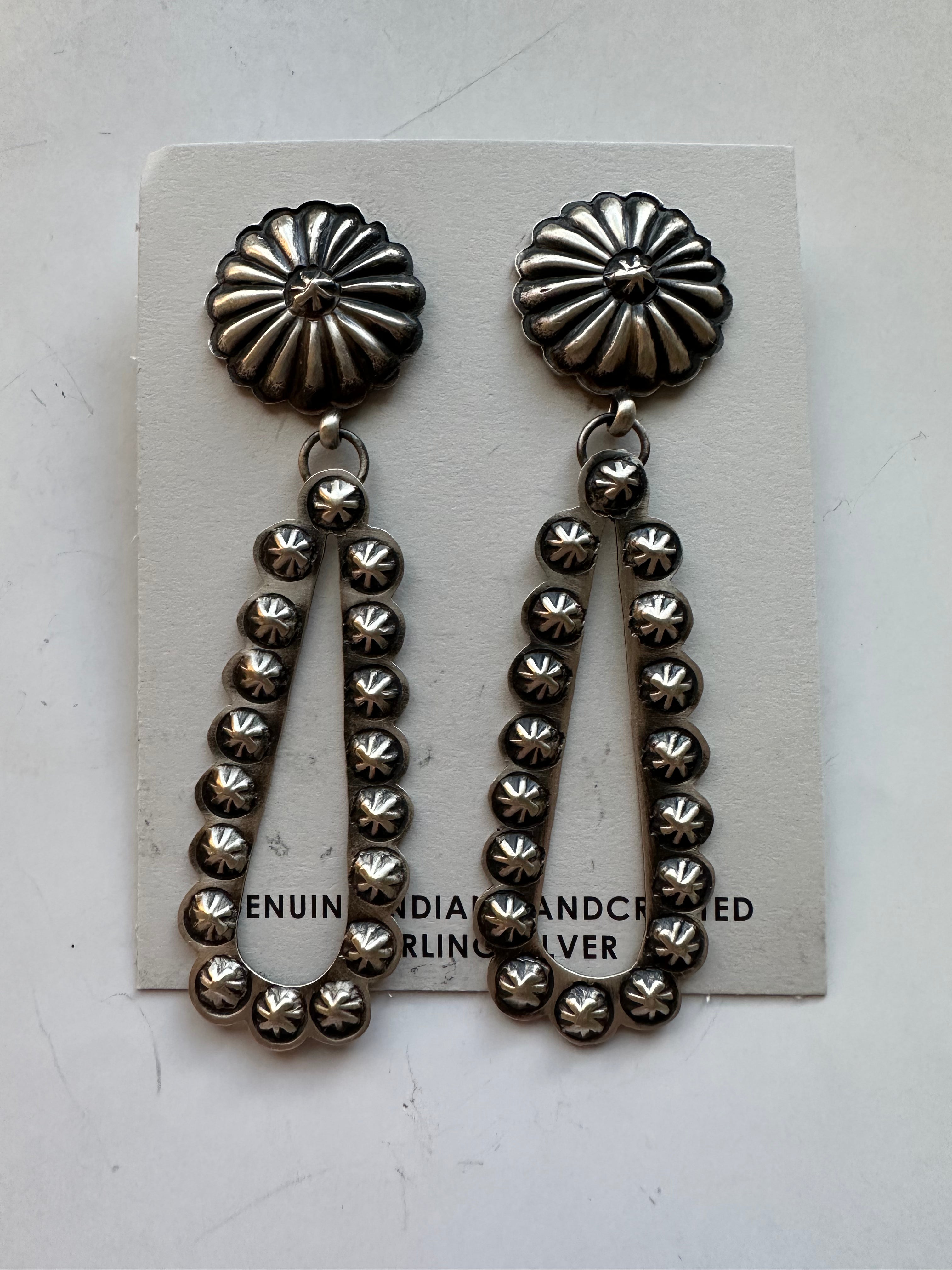 “Navajo Spirit” Navajo Sterling Silver Dangle Earrings By Eugene Charley