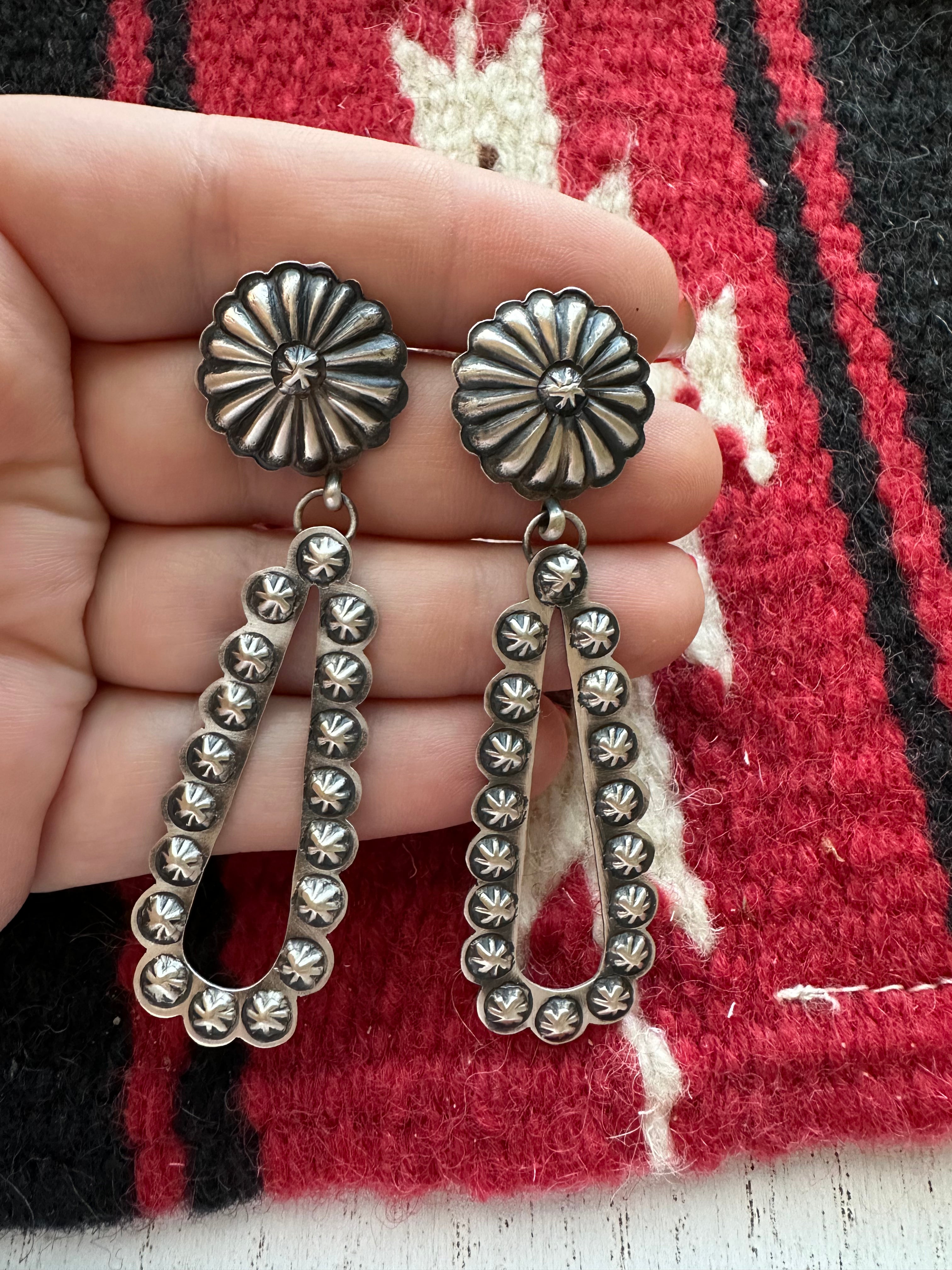 “Navajo Spirit” Navajo Sterling Silver Dangle Earrings By Eugene Charley