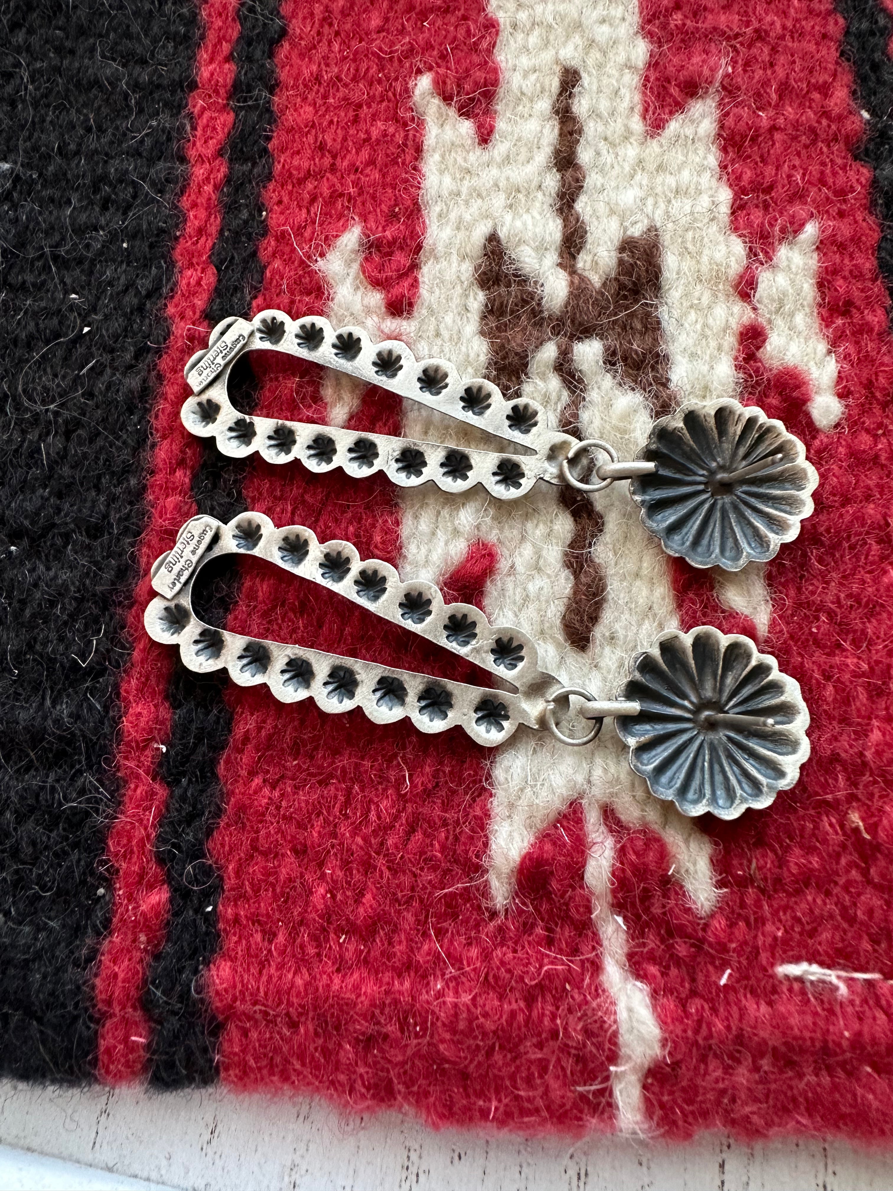 “Navajo Spirit” Navajo Sterling Silver Dangle Earrings By Eugene Charley