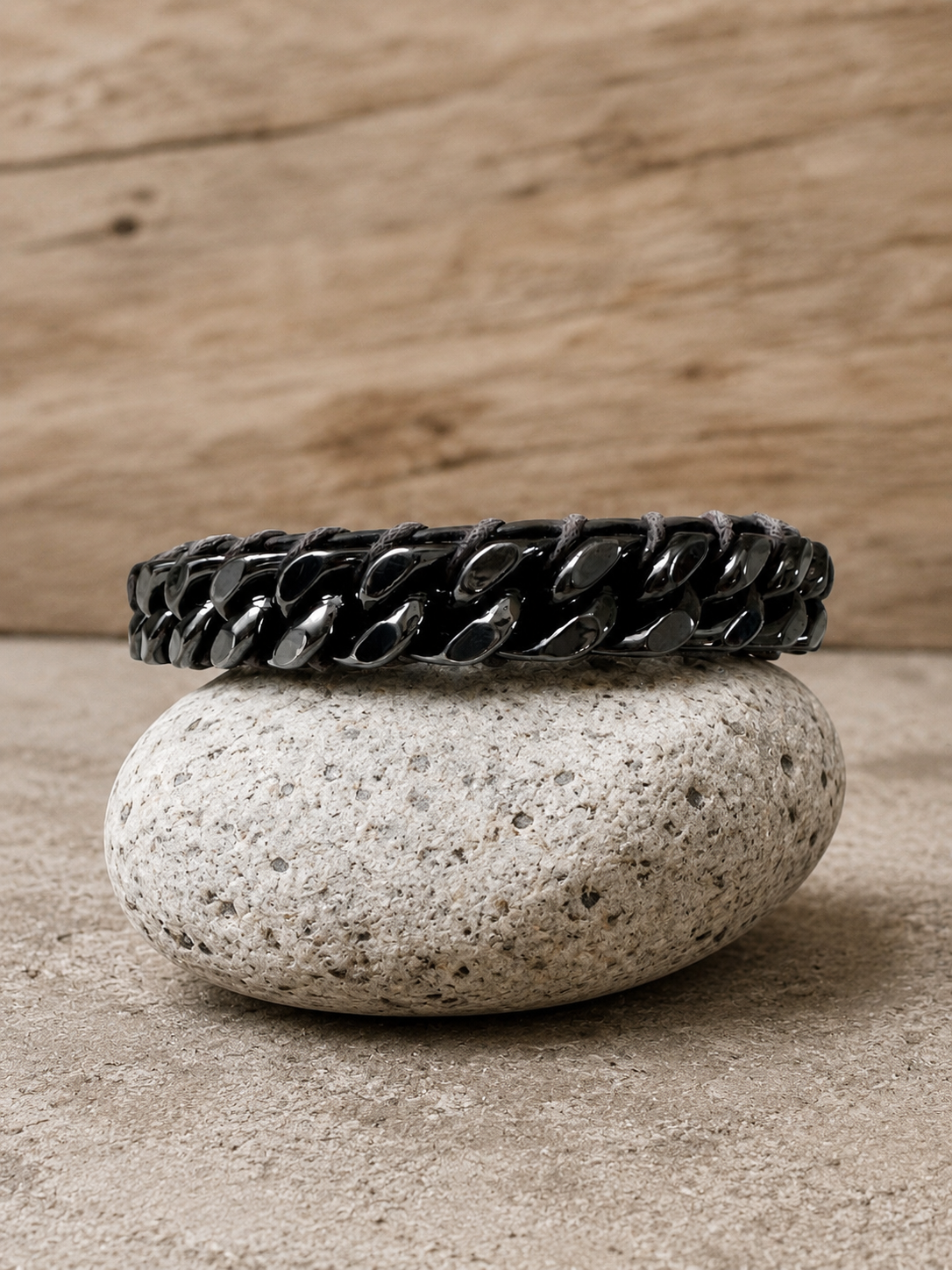 Braided Gun Metal Leather Bracelet