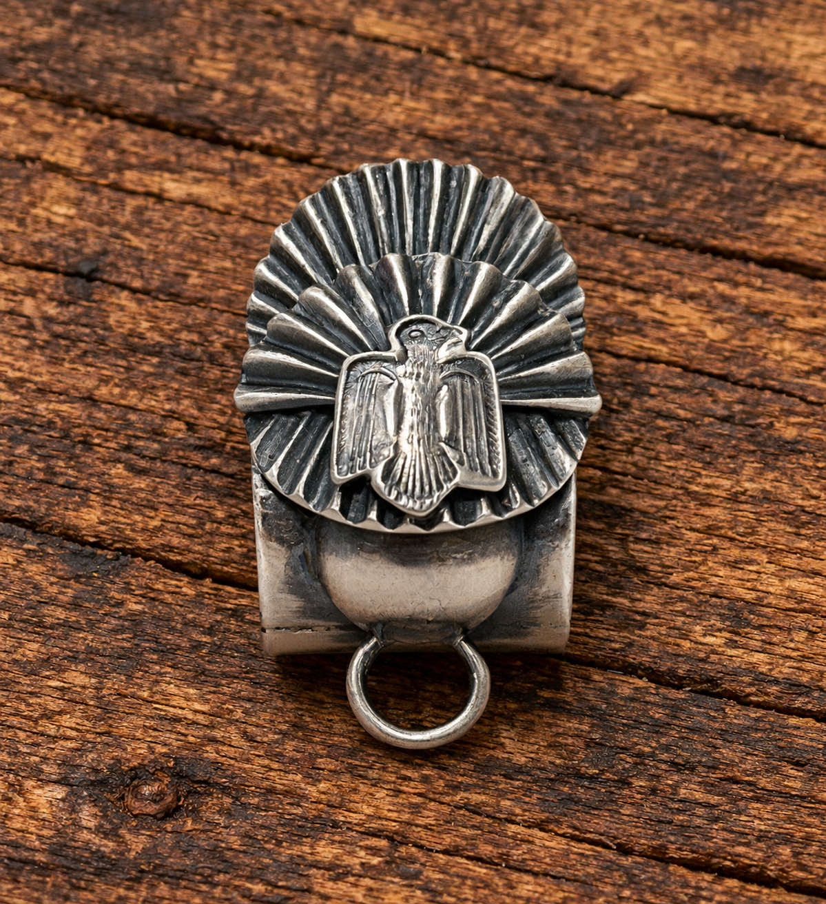 Handcrafted Hand Stamped Sterling Silver Concho Thunderbird Bale
