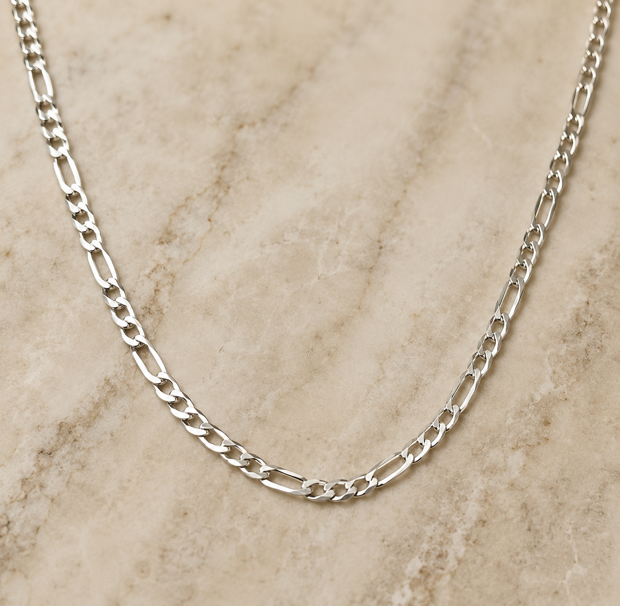 Figaro Sterling Silver Chain Necklace 16”