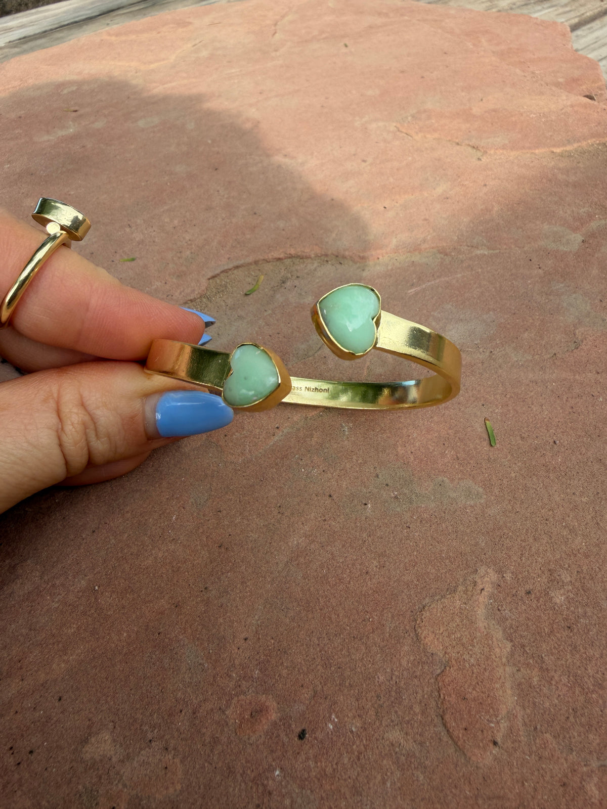 “The Golden Collection” Painted Desert Handmade Paloma Gold Plated Adjustable Heart Bracelet Cuff STYLE 4