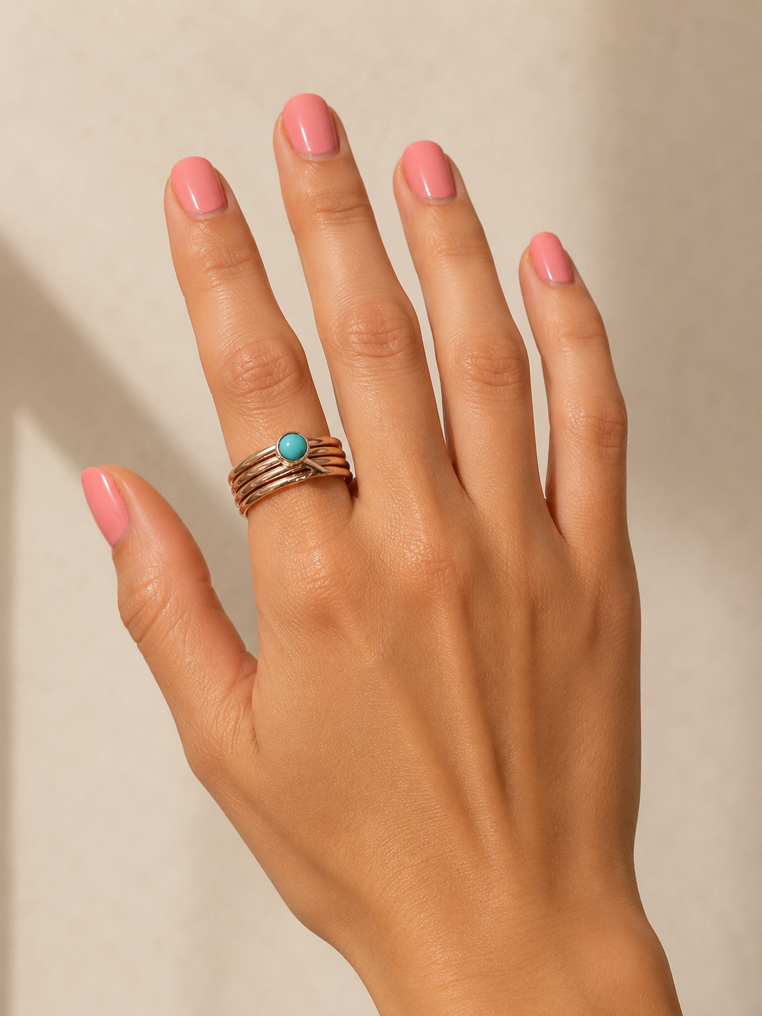 Handcrafted Turquoise Copper Wire Wrapped Strand Ring