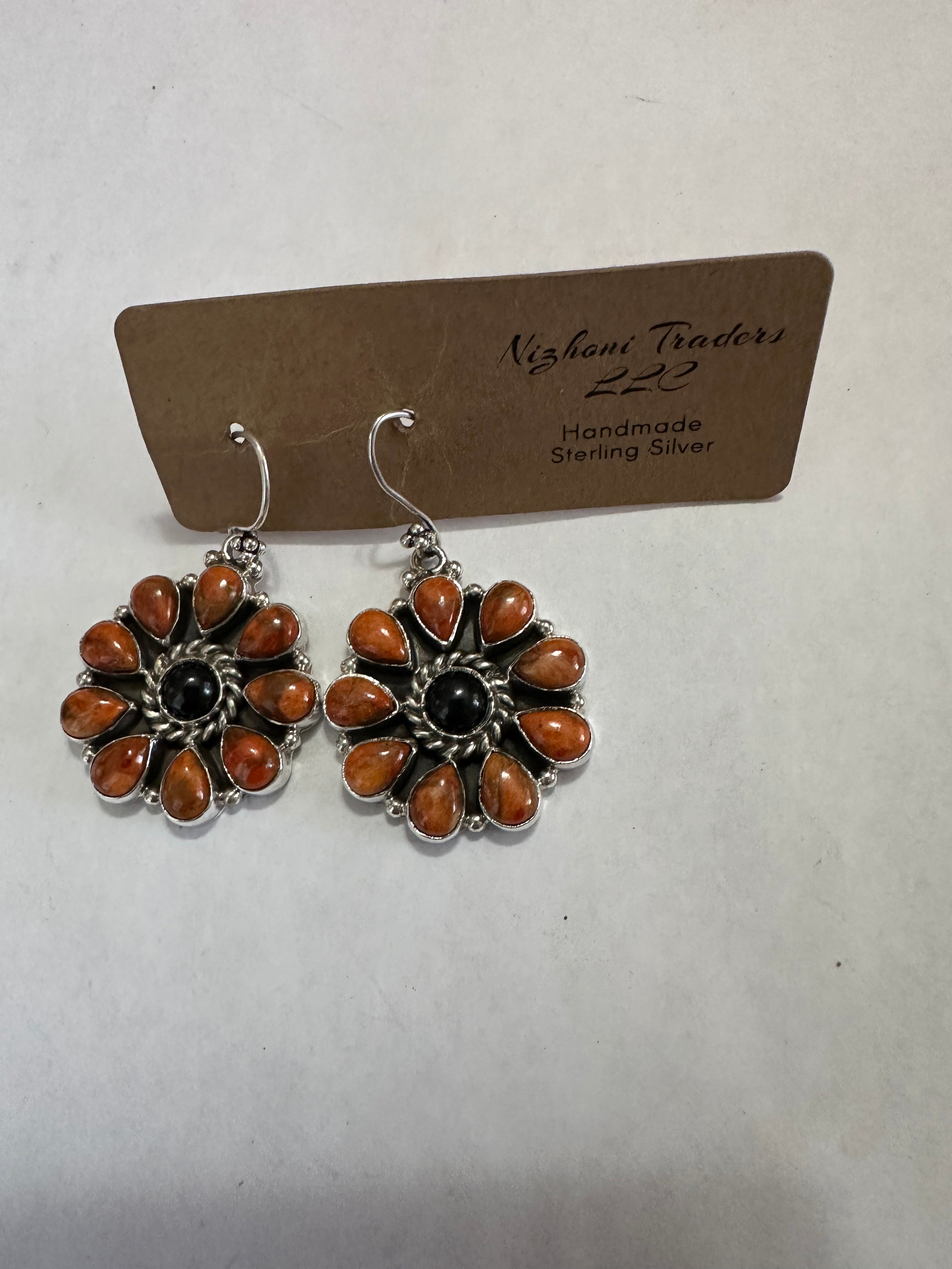 HALLOWEEN COLLECTION Nizhoni Black Onyx, Orange Mojave & Sterling Silver Dangle Earrings