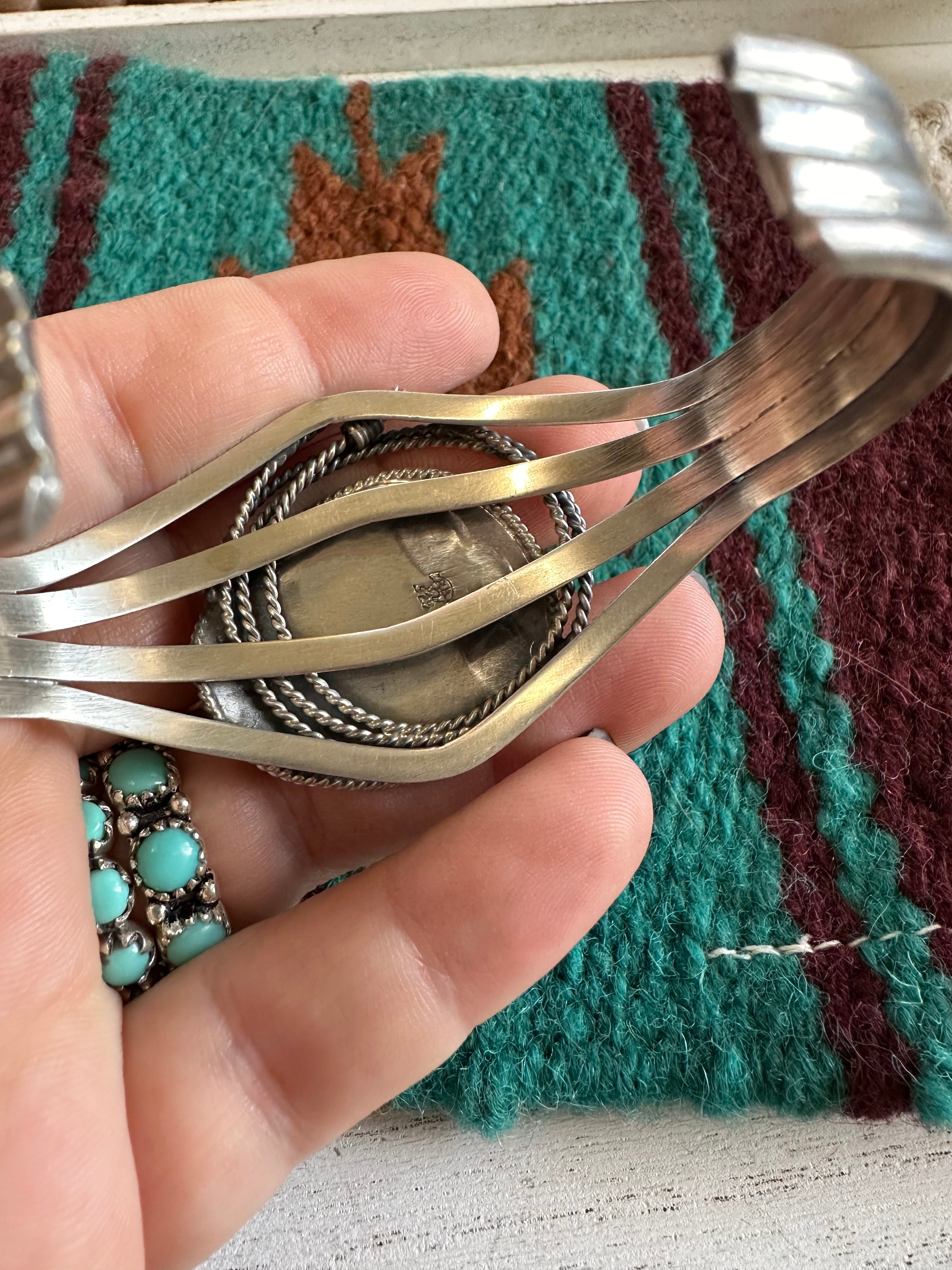 Navajo Cowboy Hat Sterling Silver & Turquoise Cuff Bracelet