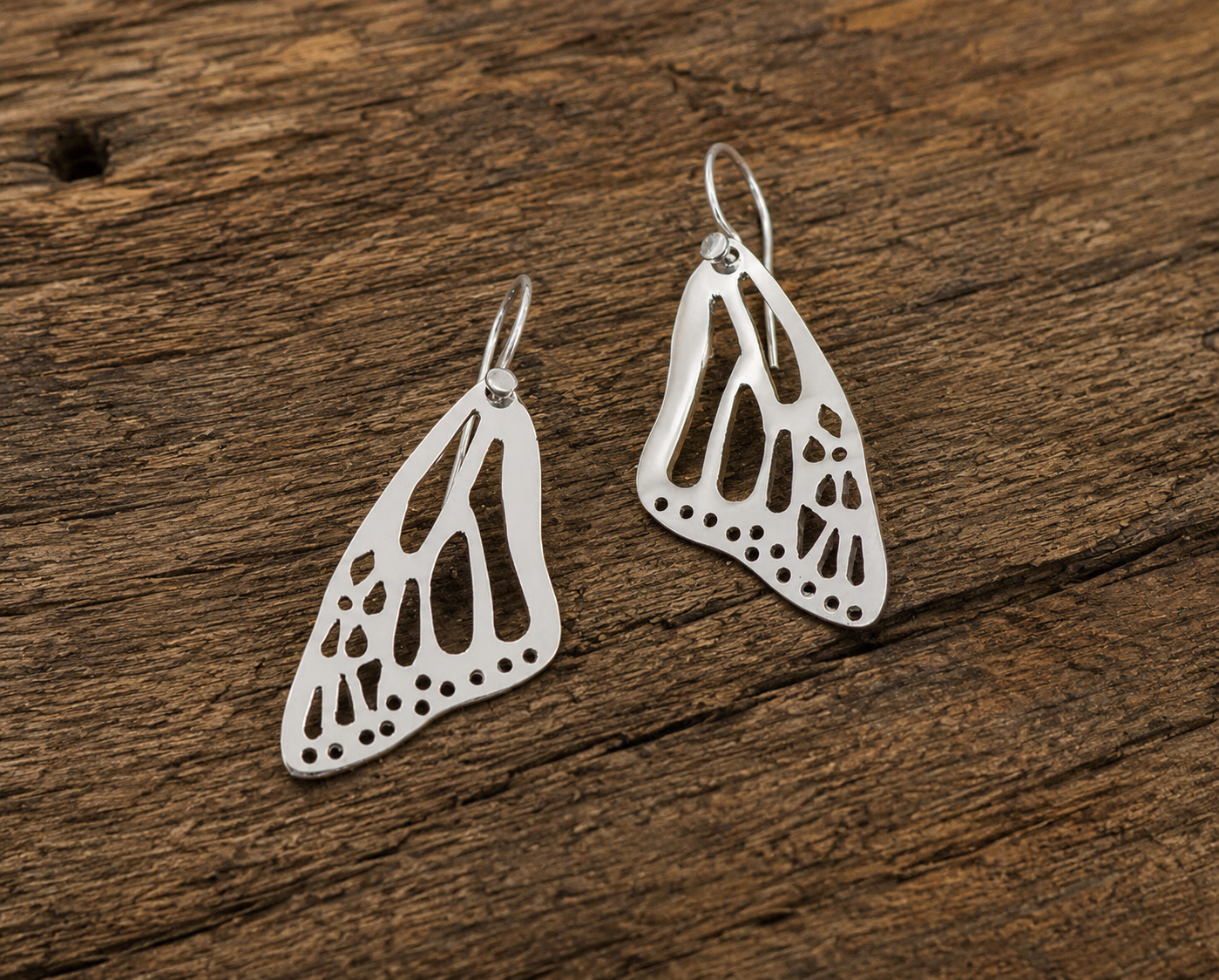 Monarch Wing Sterling Silver Earrings