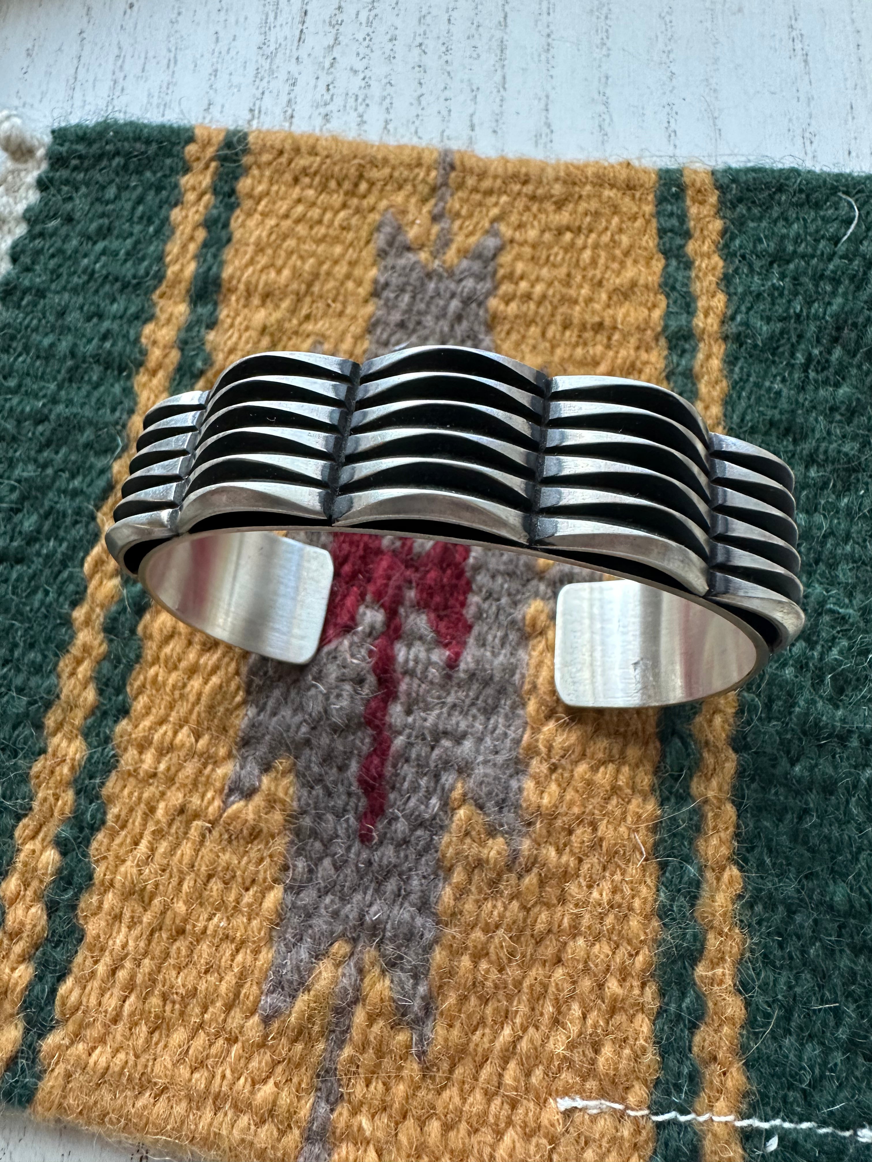 Leander Tahe Navajo Sterling Silver Cuff Bracelet