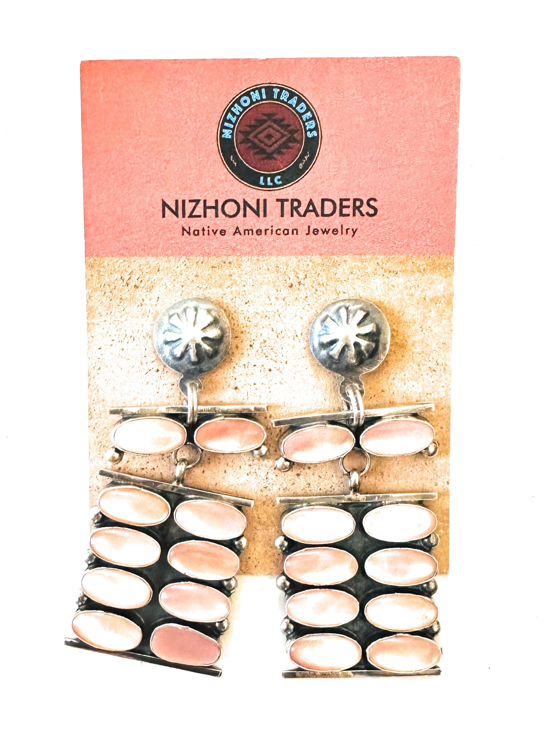 Navajo Mother of Pearl & Sterling Silver Dangle Earrings