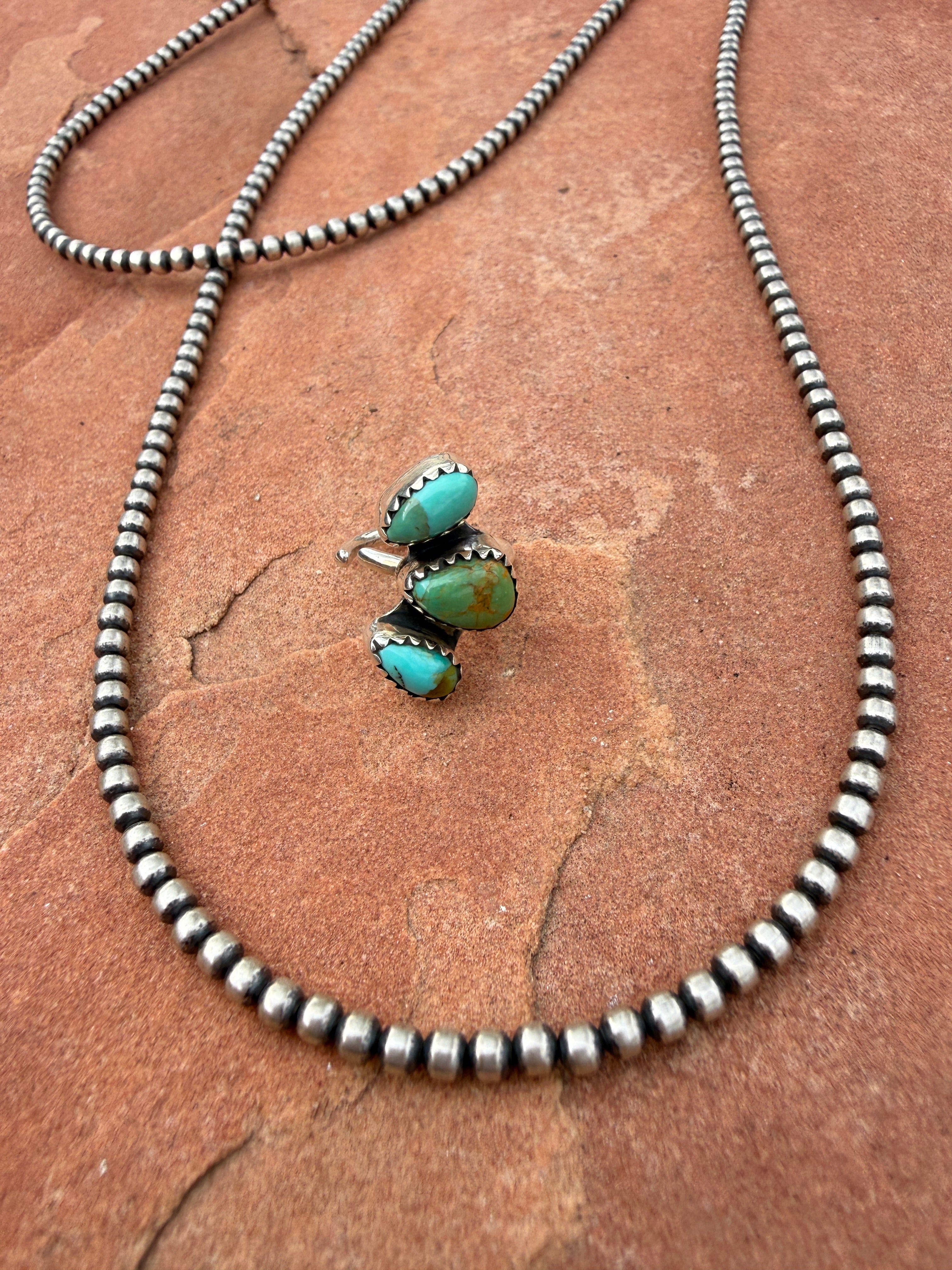 Handmade Kingman Turquoise & Sterling Silver 3 Stone Ear Cuff By Nizhoni