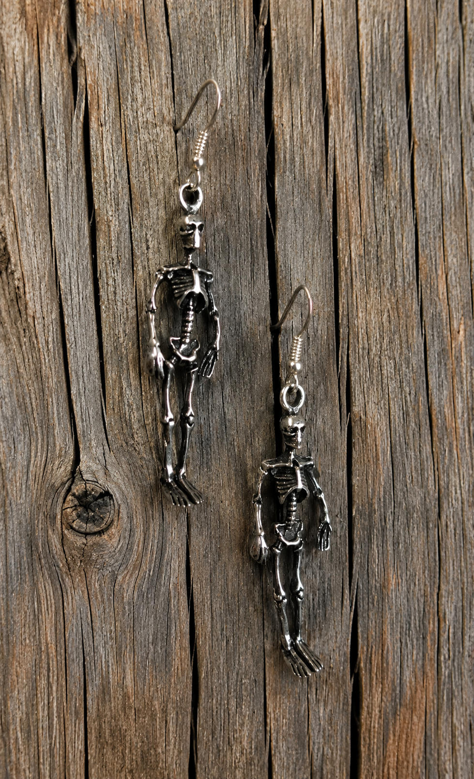 Sterling Silver Halloween Gothic Skeleton Earrings On Hook