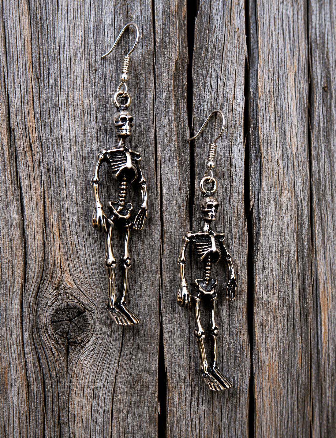 Sterling Silver Halloween Gothic Skeleton Earrings On Hook