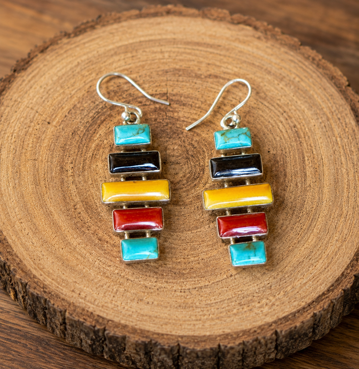 Multistone Stacked Bars Earrings