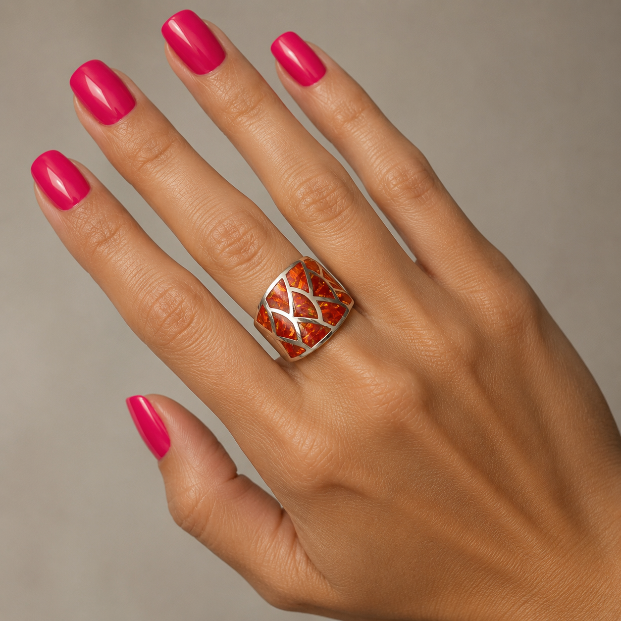 Orange Opal Sterling Silver Mermaid Ring