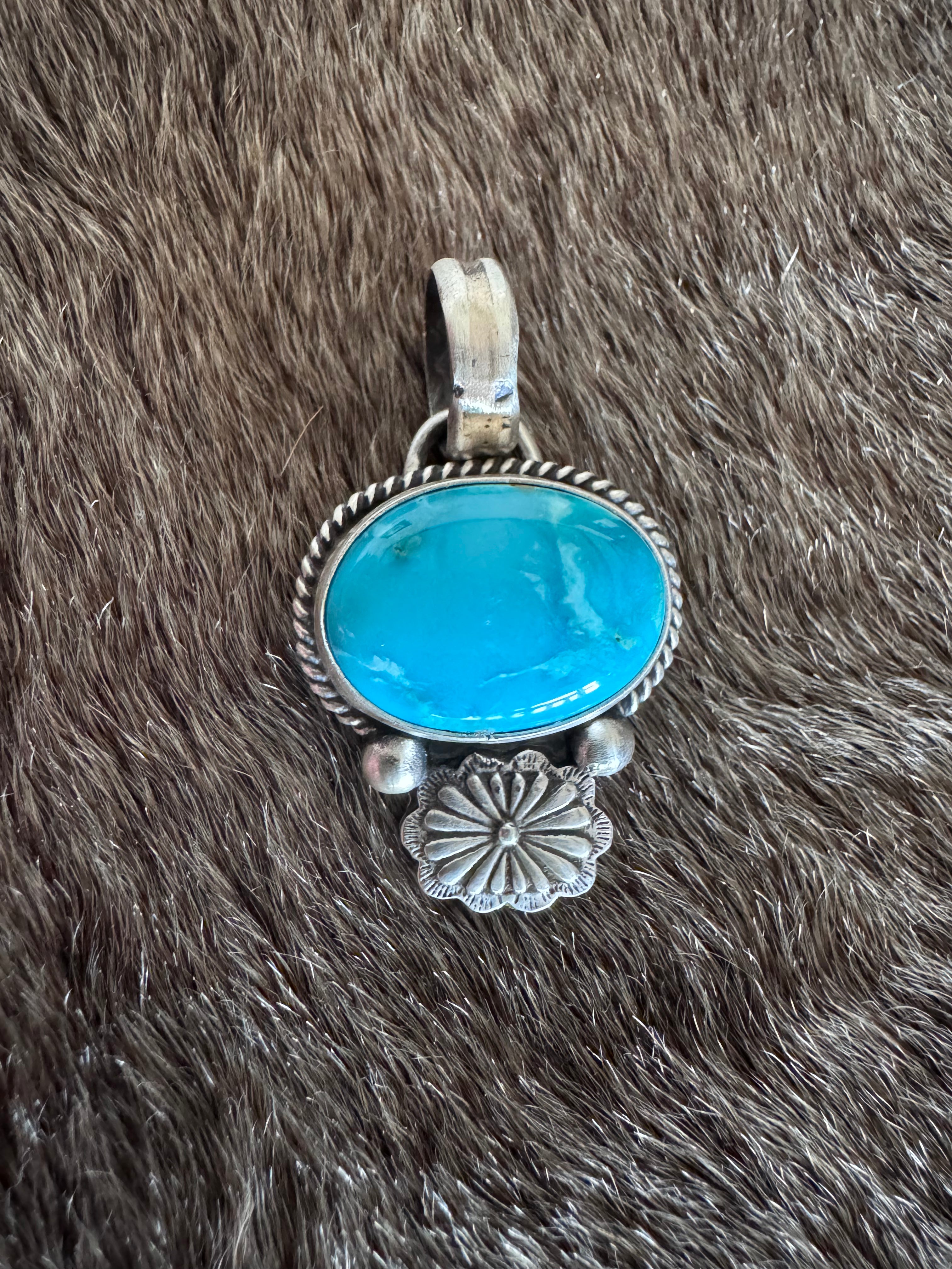 Handmade Sterling Silver Armenian Turquoise Pendant by Roaming Buffalo