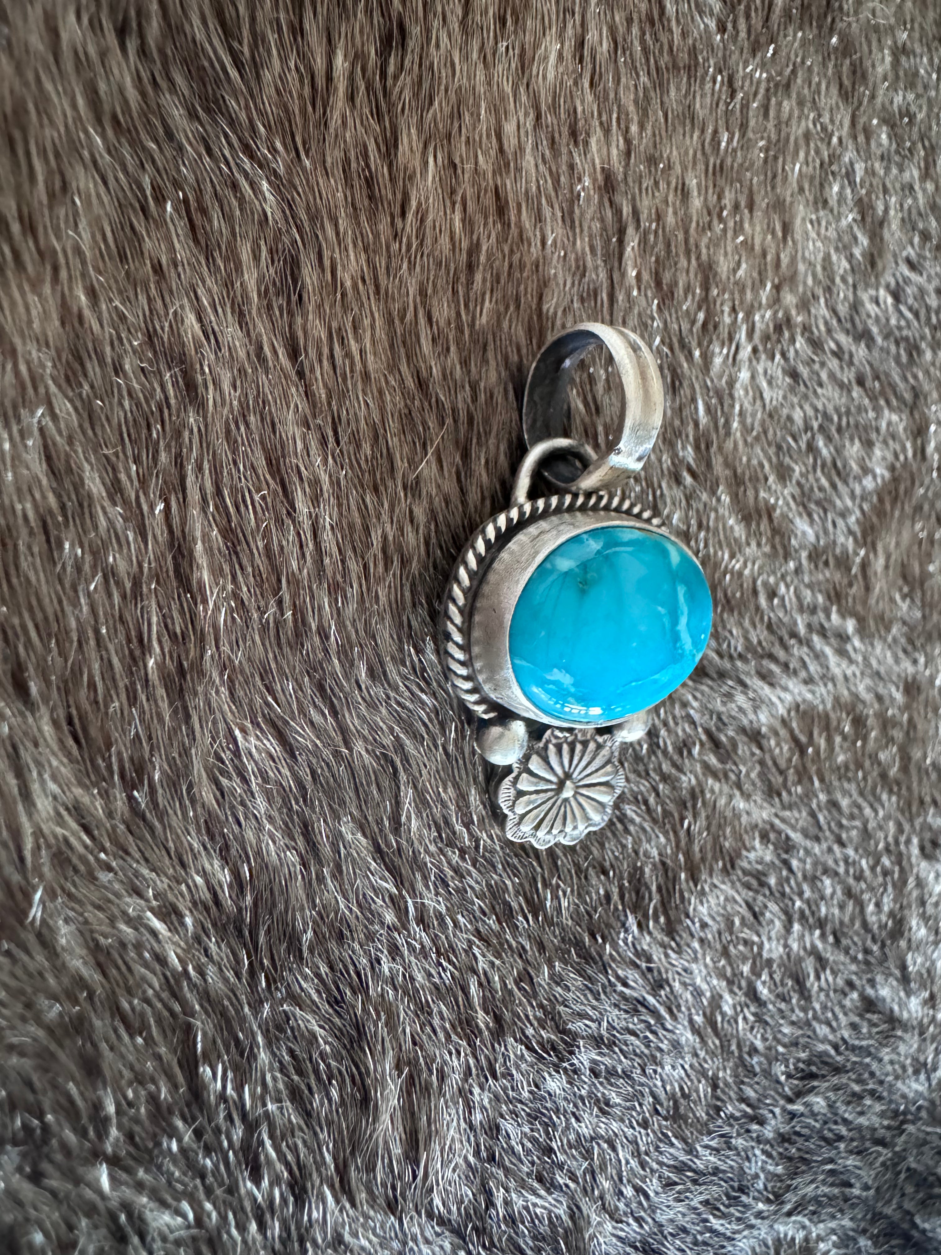 Handmade Sterling Silver Armenian Turquoise Pendant by Roaming Buffalo