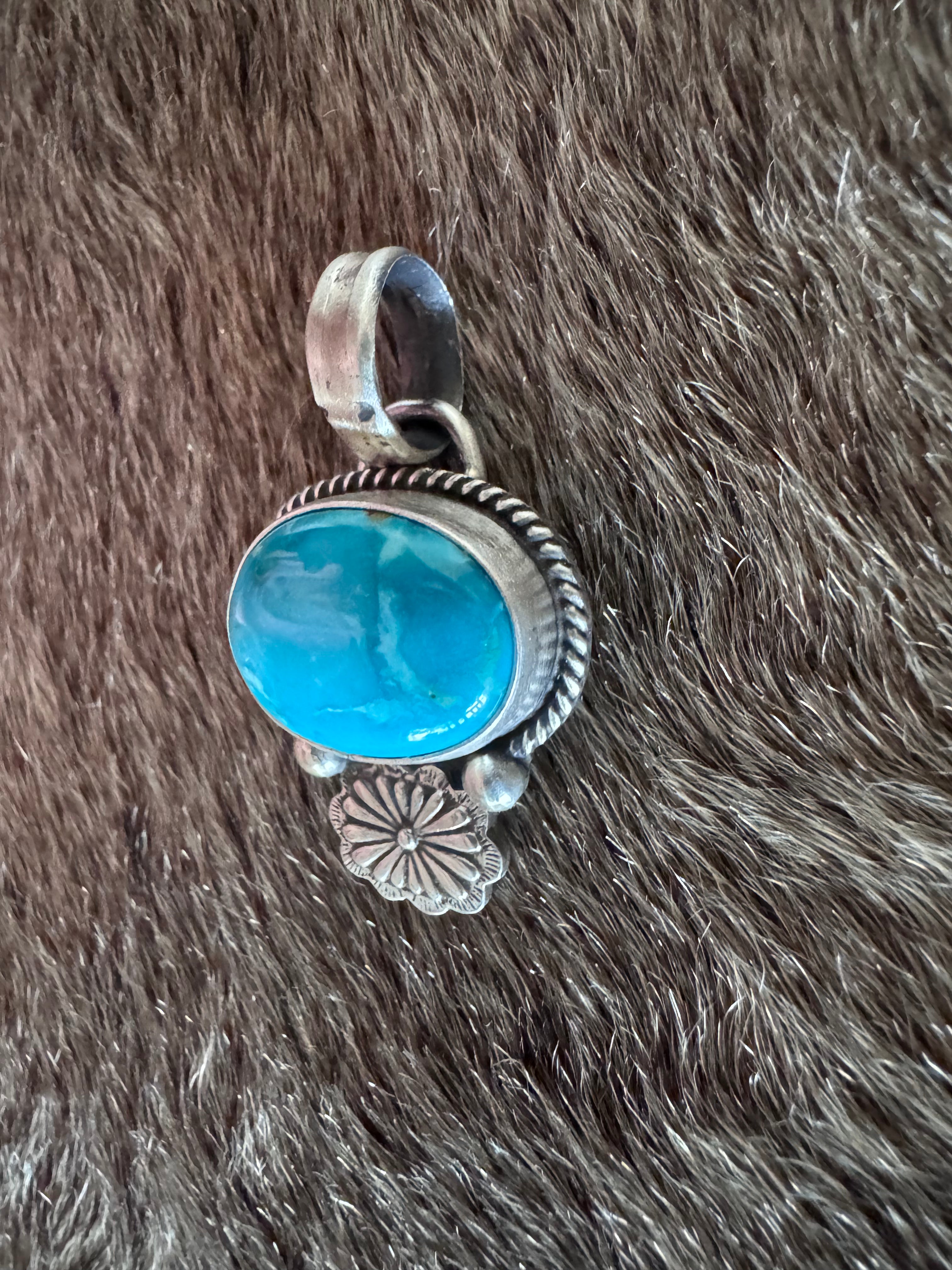 Handmade Sterling Silver Armenian Turquoise Pendant by Roaming Buffalo