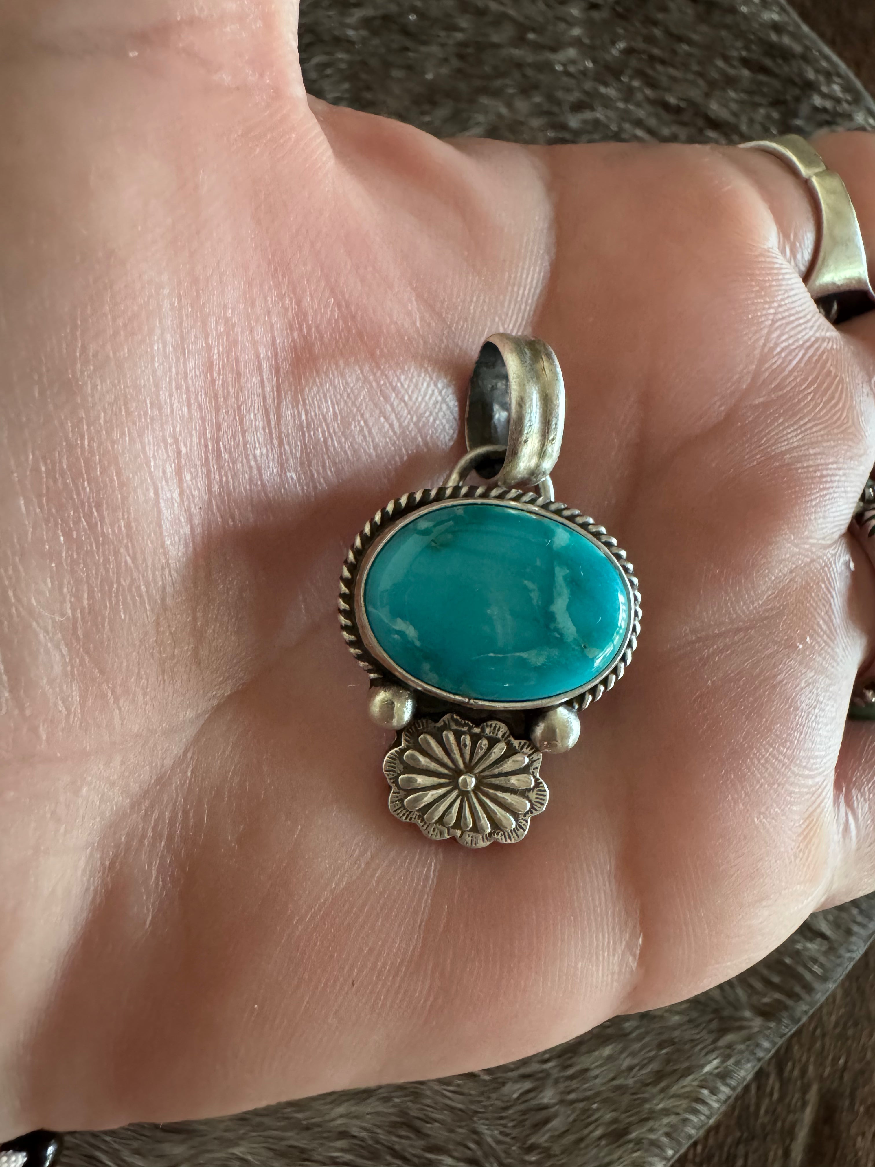 Handmade Sterling Silver Armenian Turquoise Pendant by Roaming Buffalo
