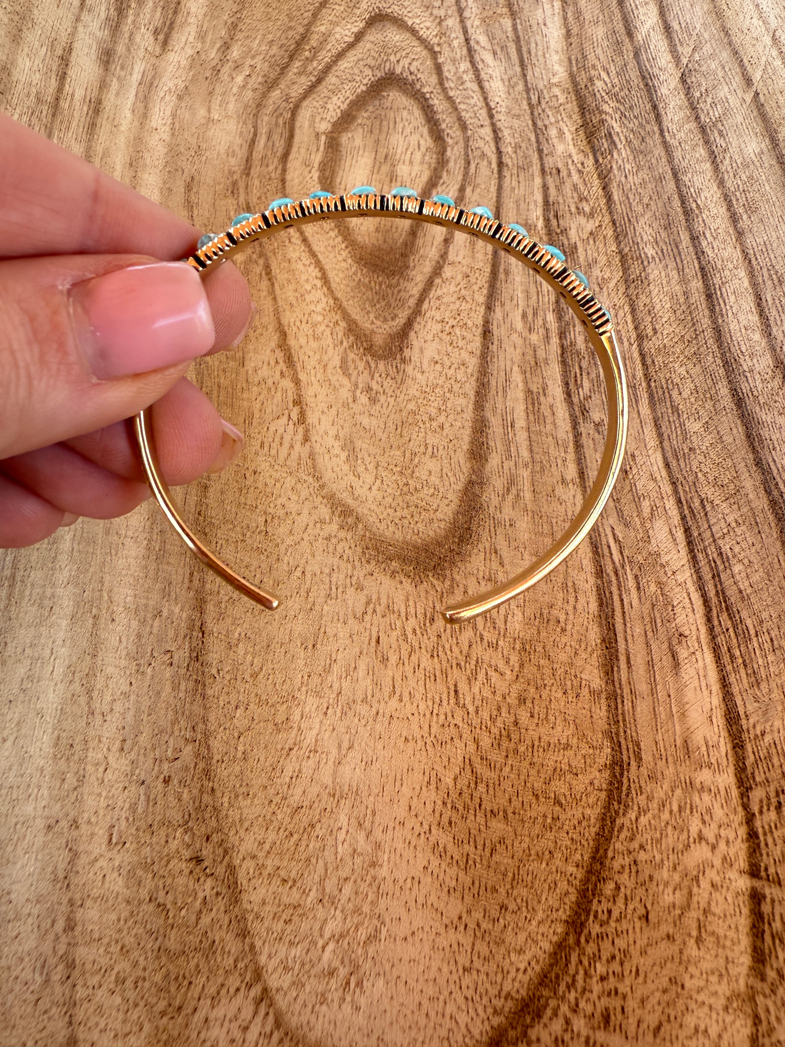 “The Golden Collection” Stacker Cuff Handmade Natural Turquoise Gold Plated Adjustable Bracelet Cuff