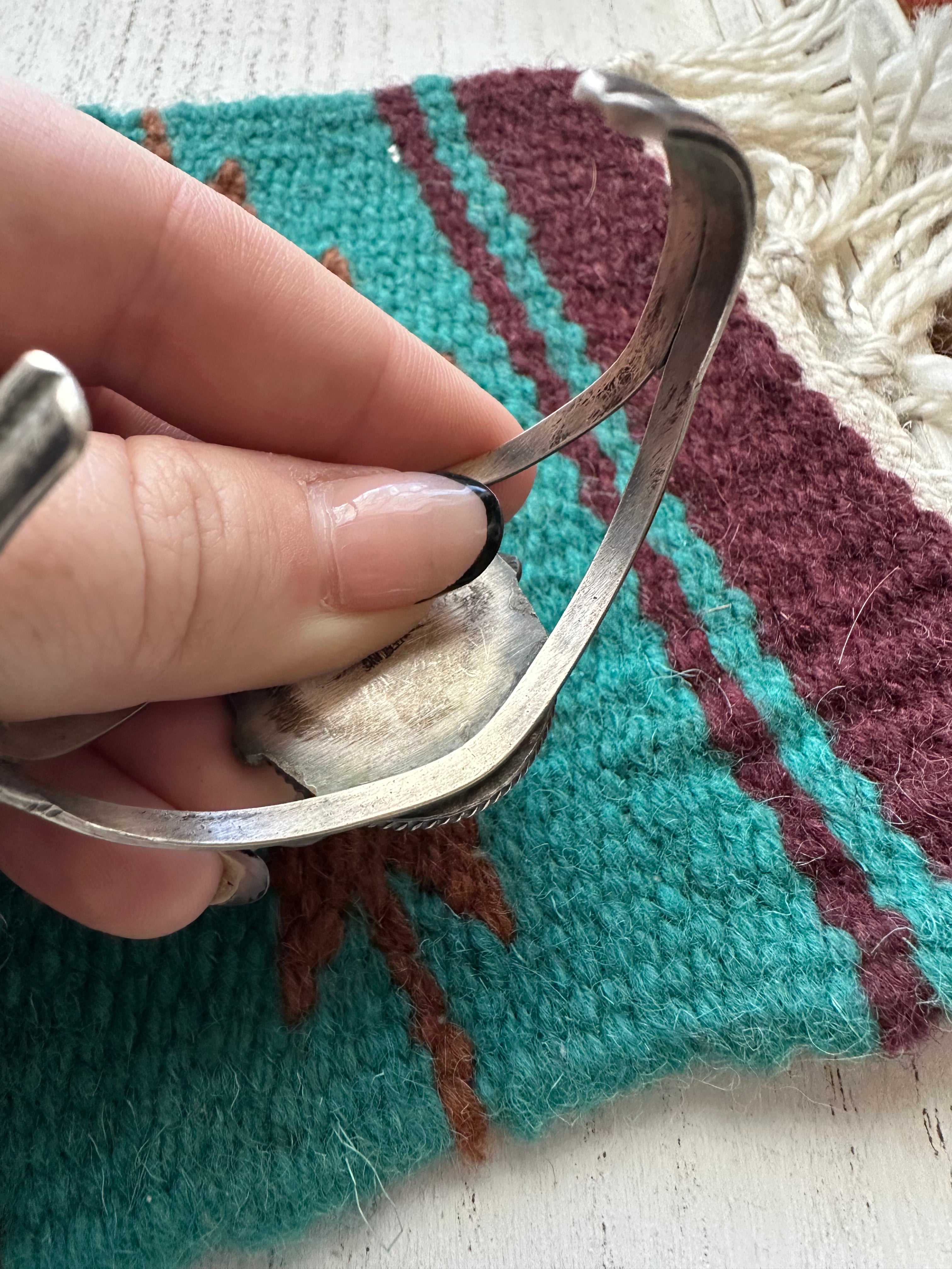 Navajo Old Pawn Turquoise & Sterling Silver Cuff Bracelet