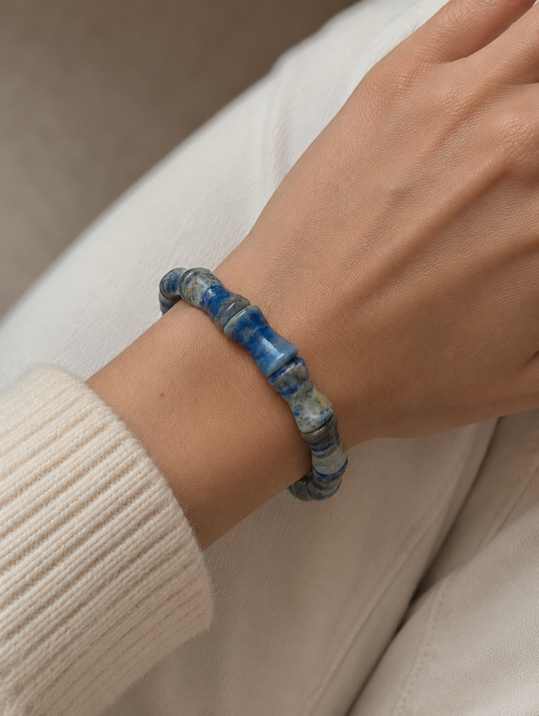 Lapis Beaded Stretch Bracelet