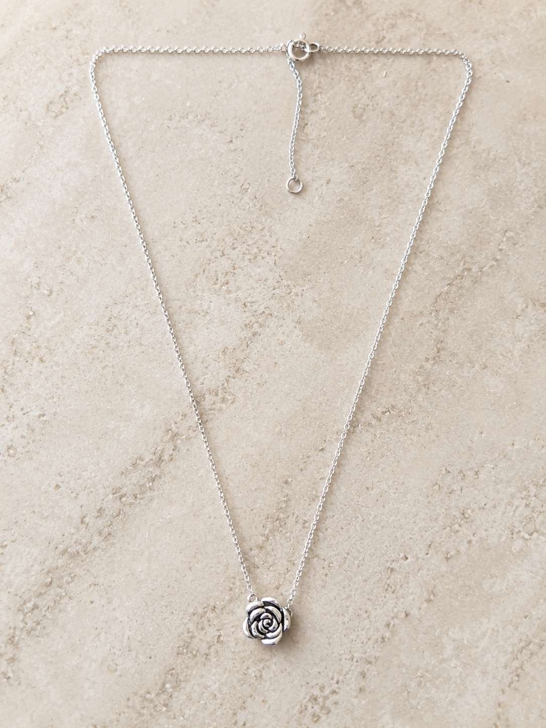 Rose Flower Sterling Silver Necklace