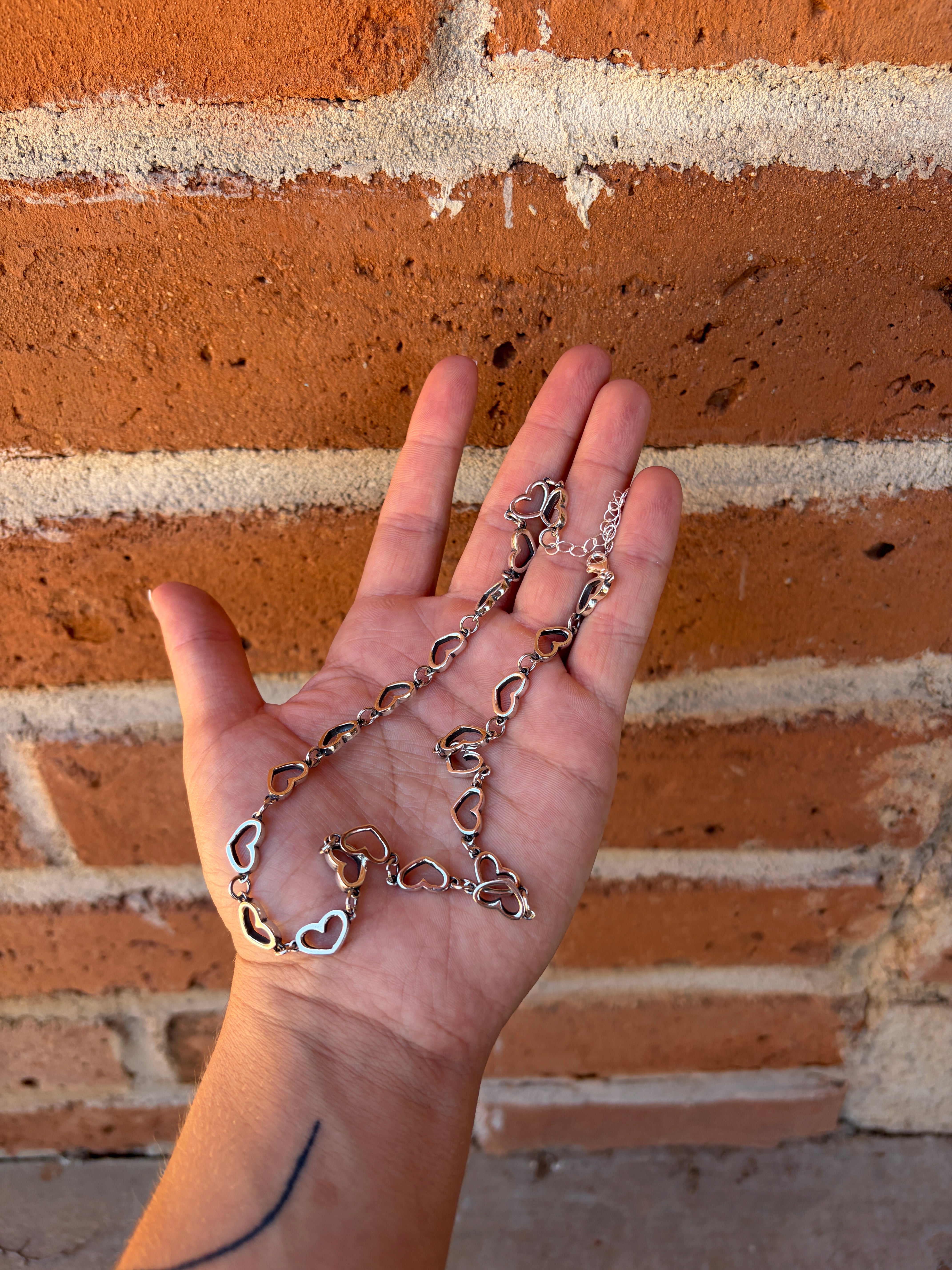 Handmade Sterling Silver Chain Heart Necklace