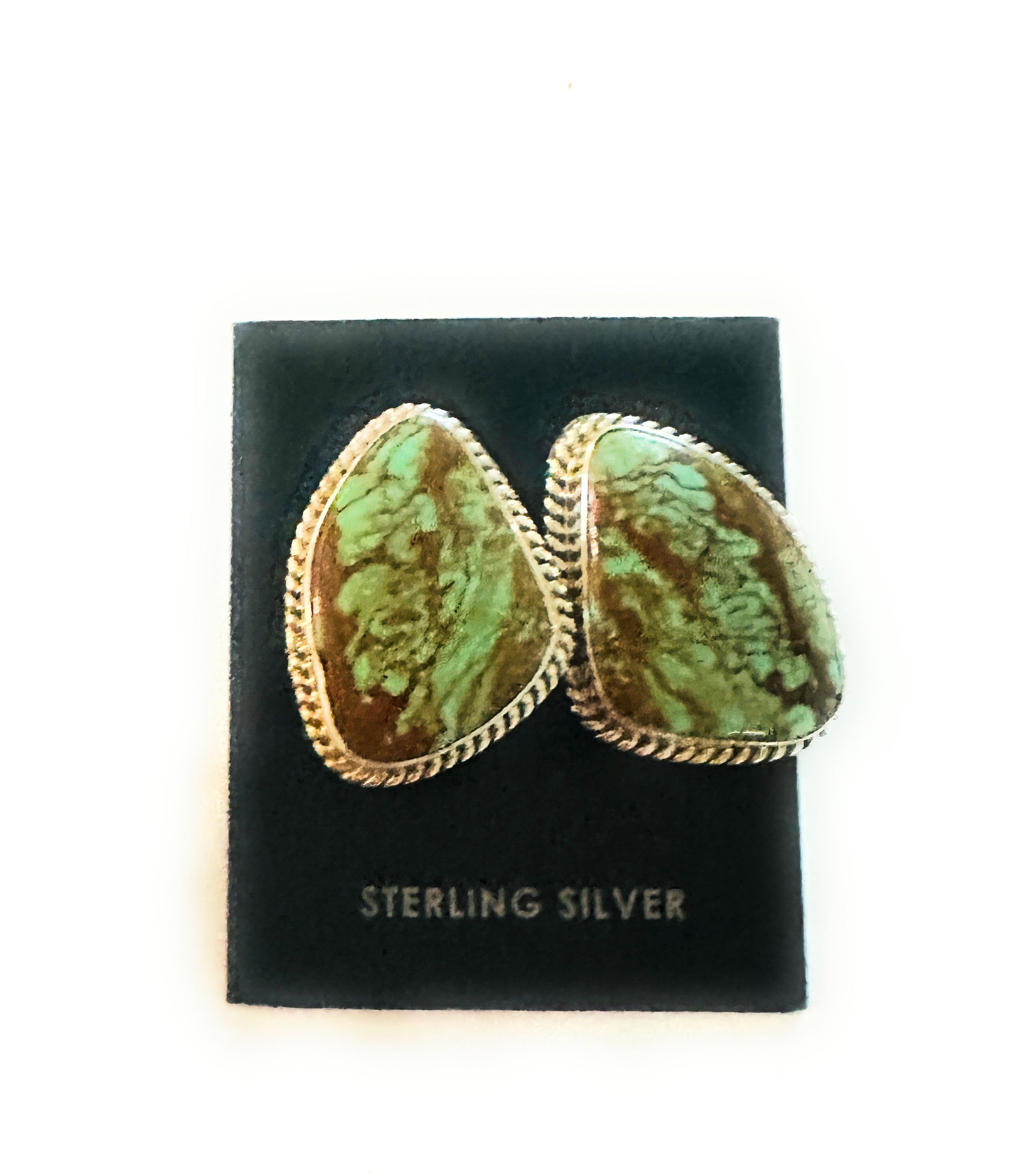 Navajo Variscite and Sterling Silver Post Earrings