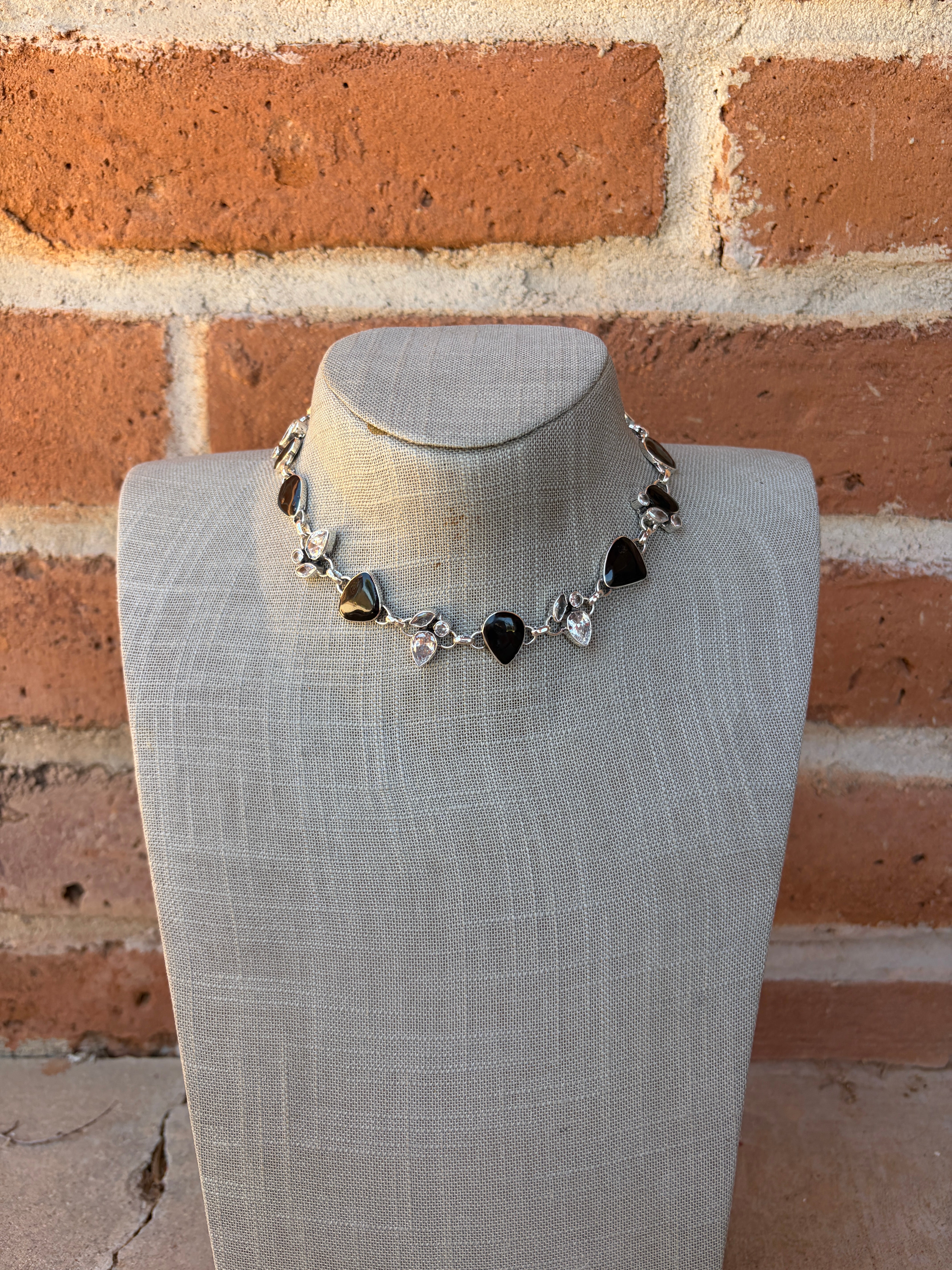 Handmade Sterling Silver and Onyx Chain Necklace