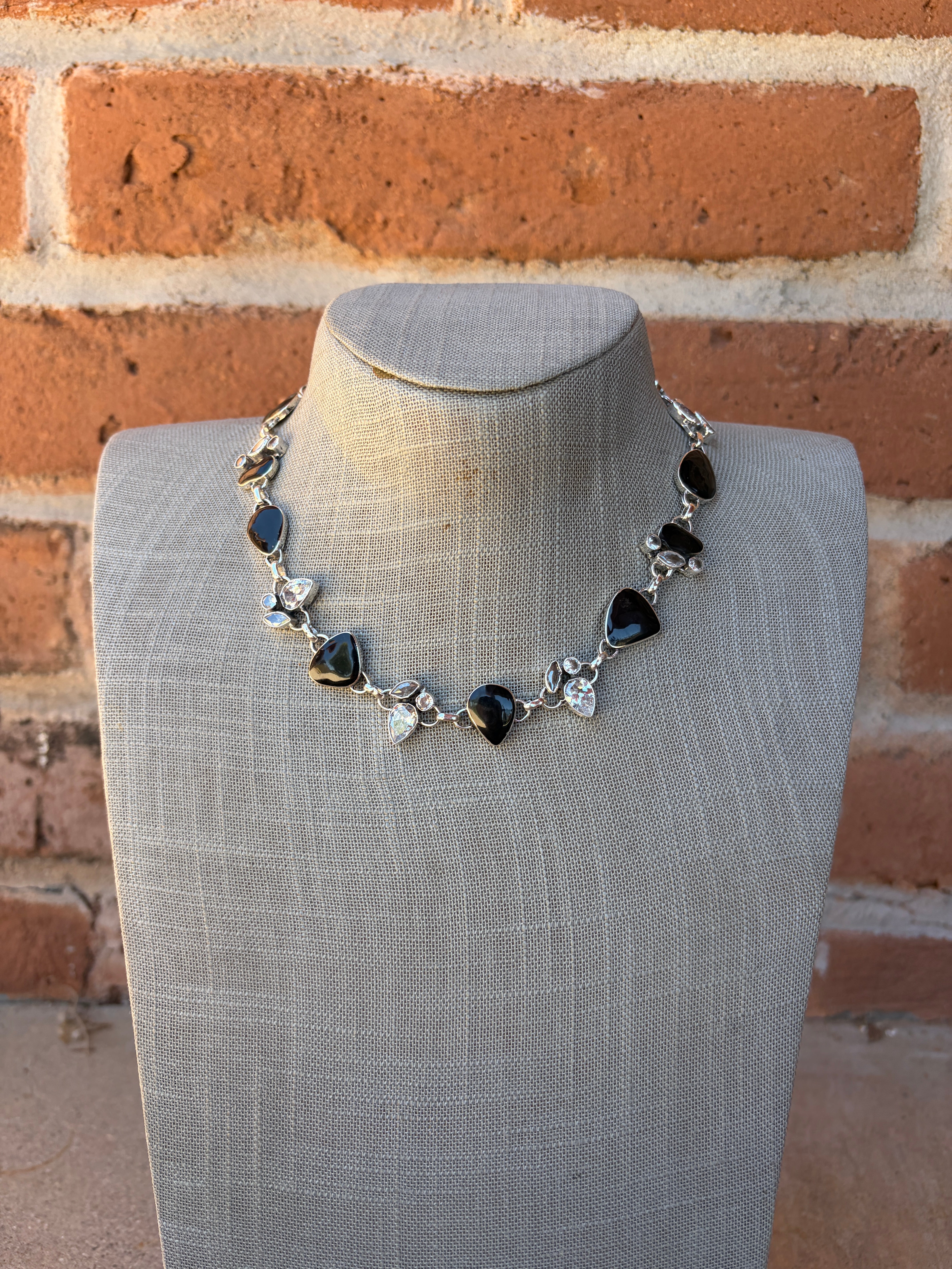 Handmade Sterling Silver and Onyx Chain Necklace