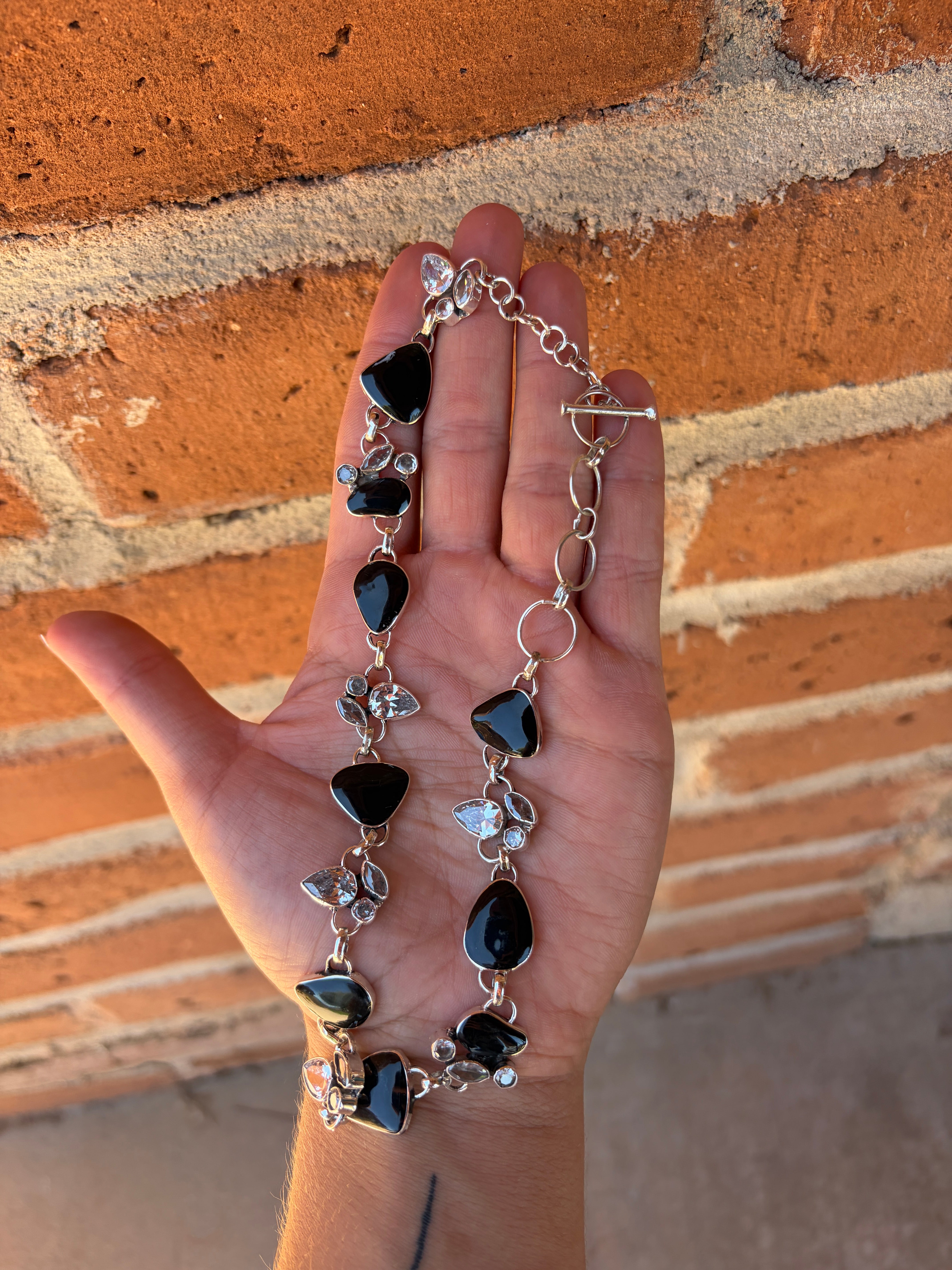 Handmade Sterling Silver and Onyx Chain Necklace