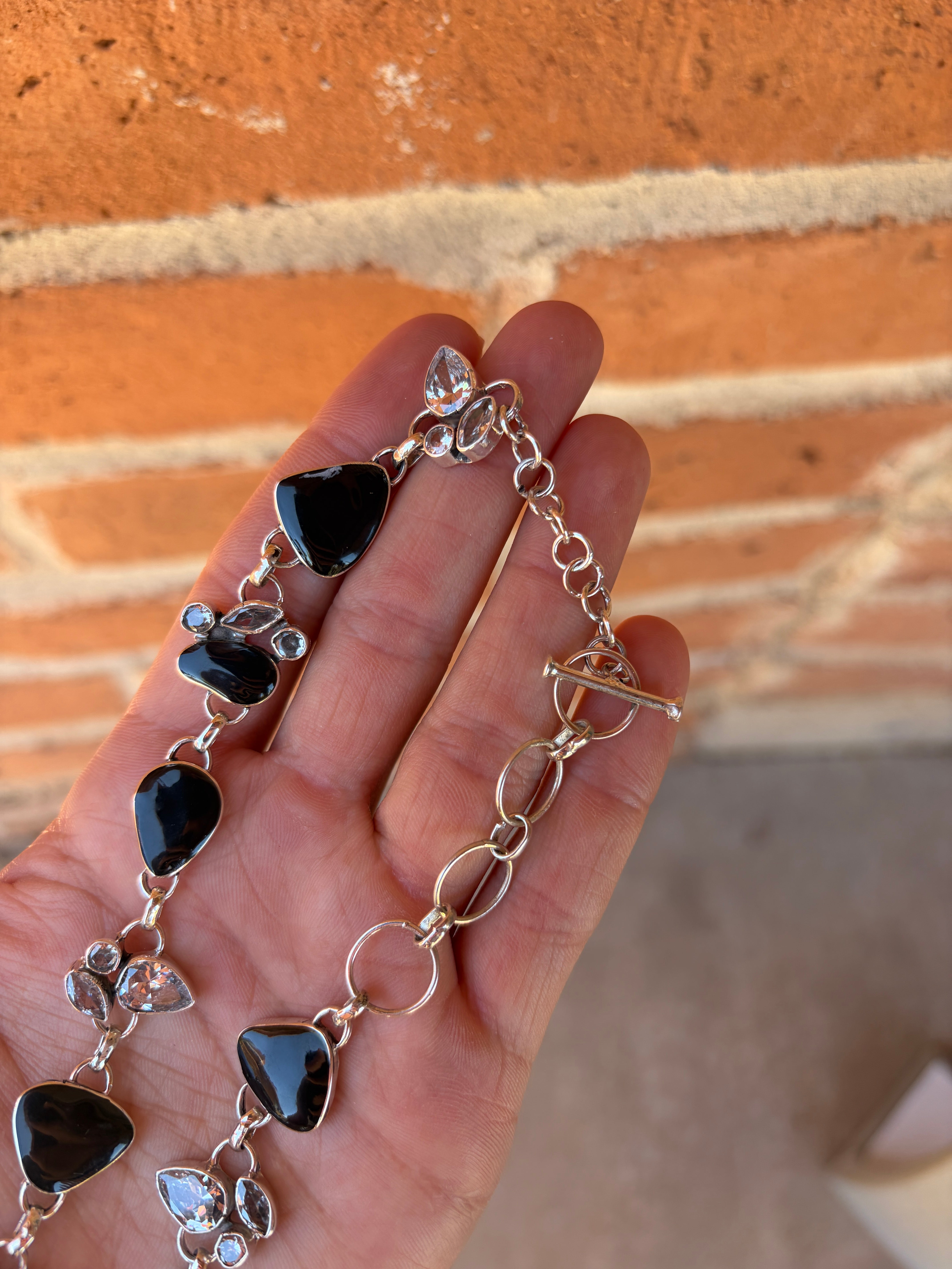 Handmade Sterling Silver and Onyx Chain Necklace