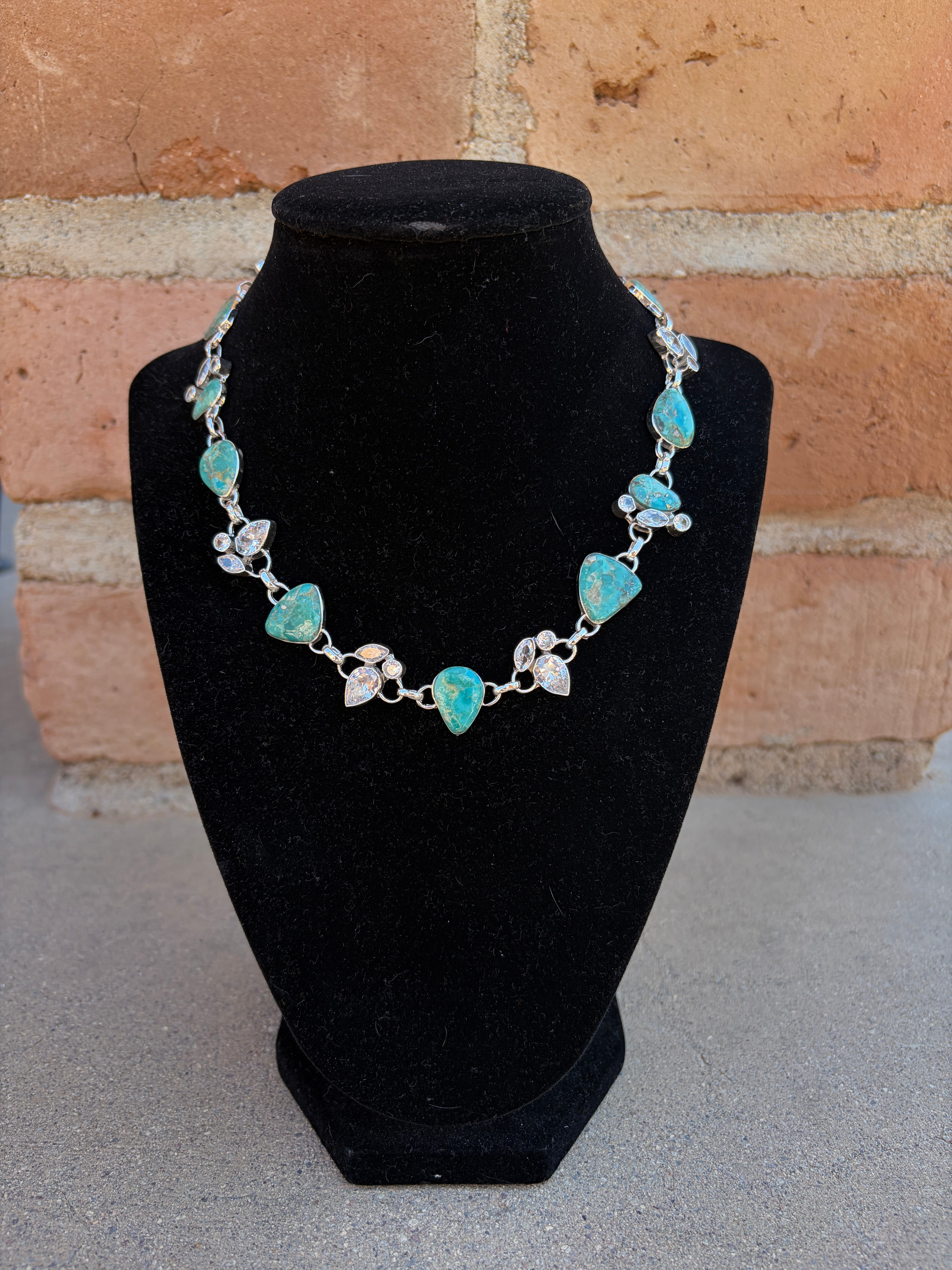 Handmade Sterling Silver and Turquoise Chain Necklace