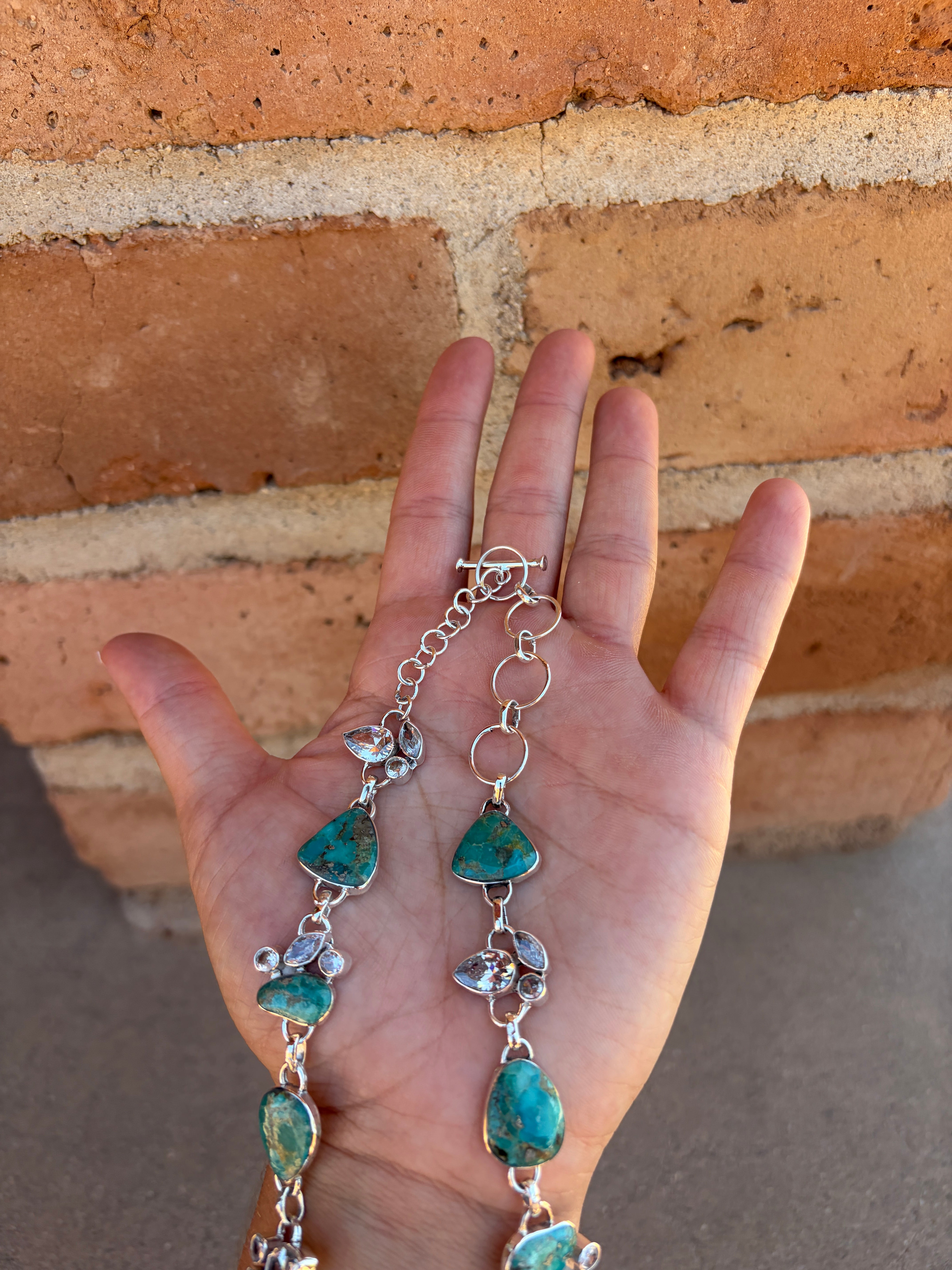 Handmade Sterling Silver and Turquoise Chain Necklace