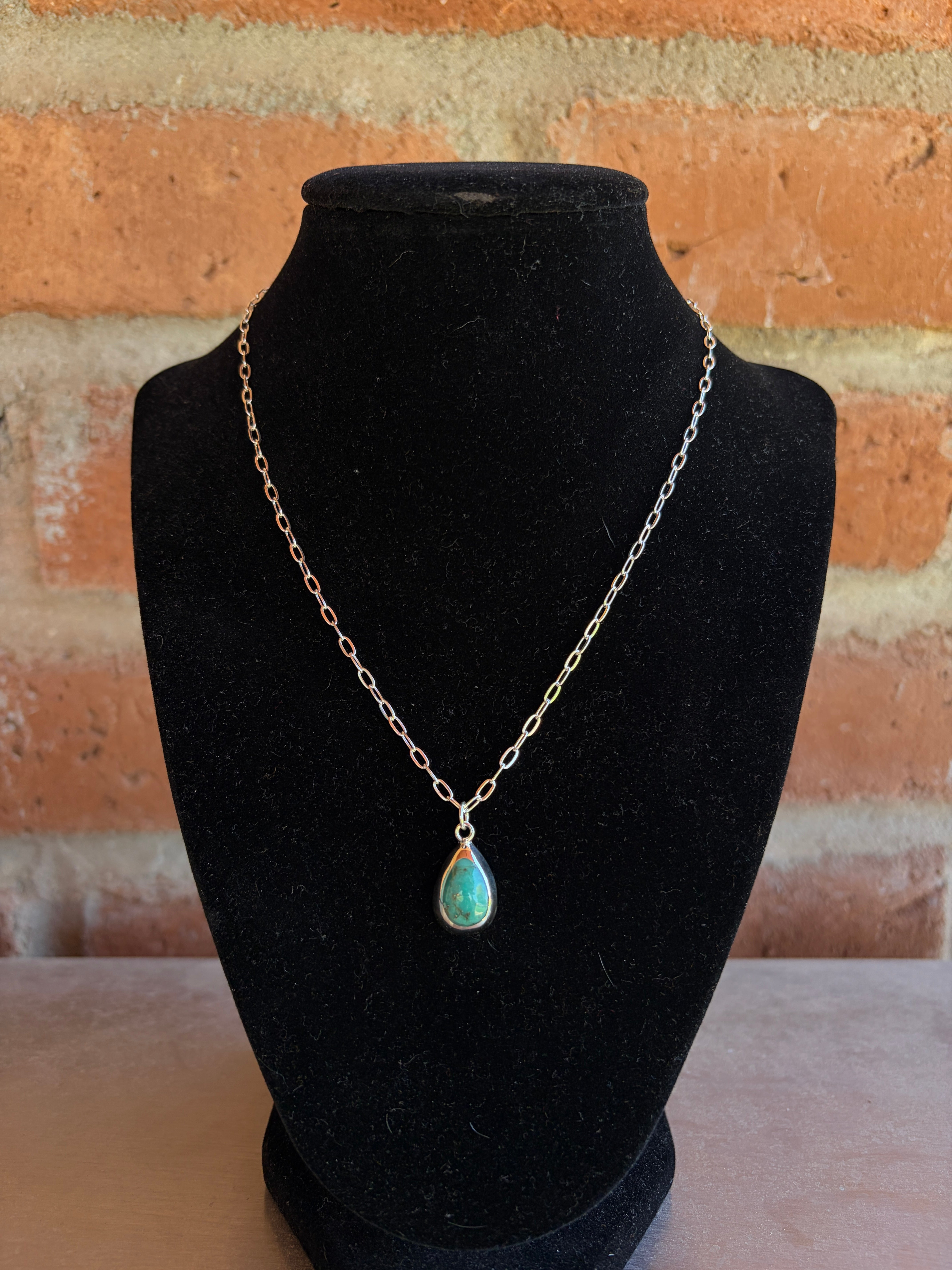 Handmade Sterling Silver and Turquoise Chain Necklace