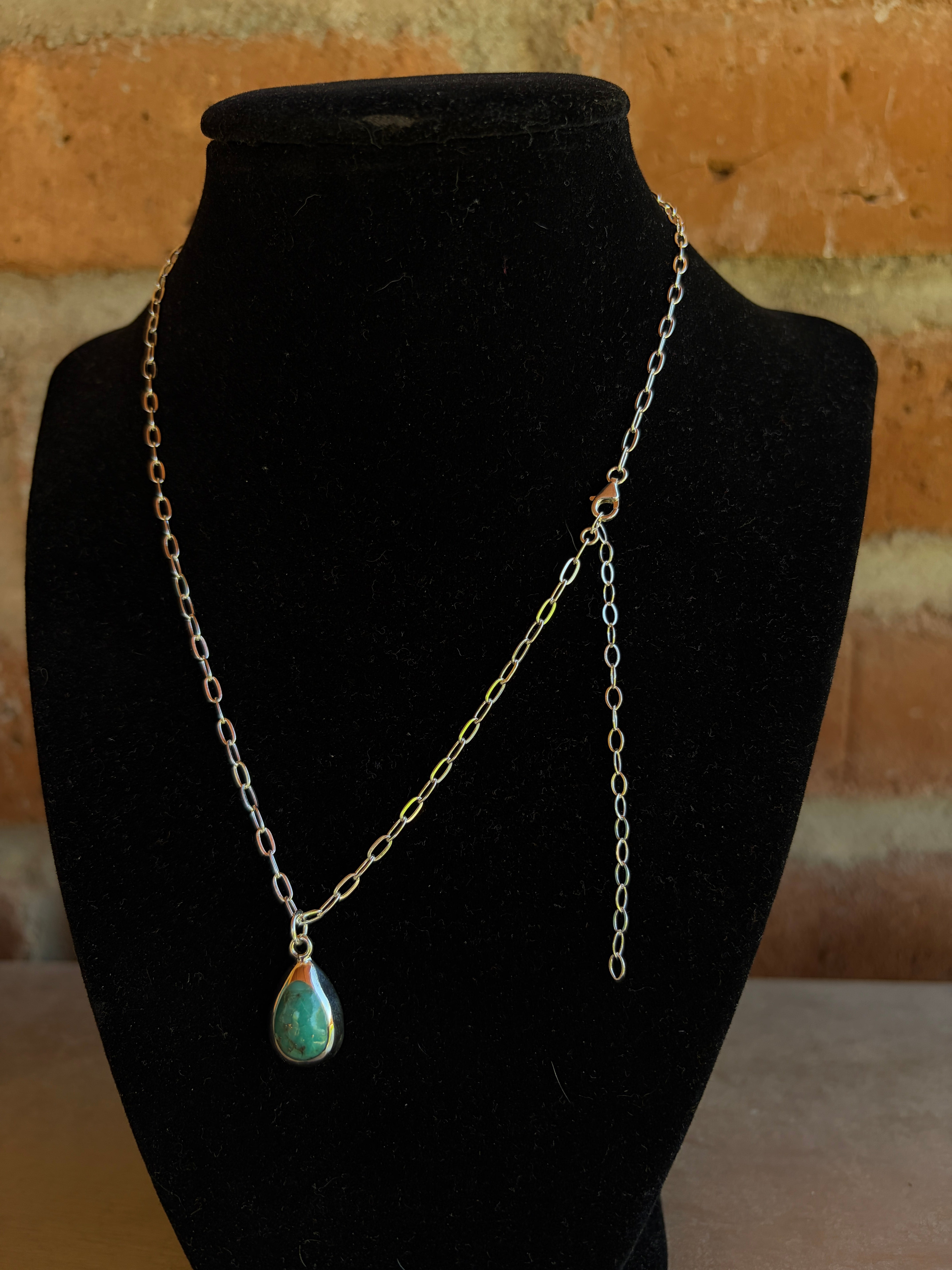 Handmade Sterling Silver and Turquoise Chain Necklace