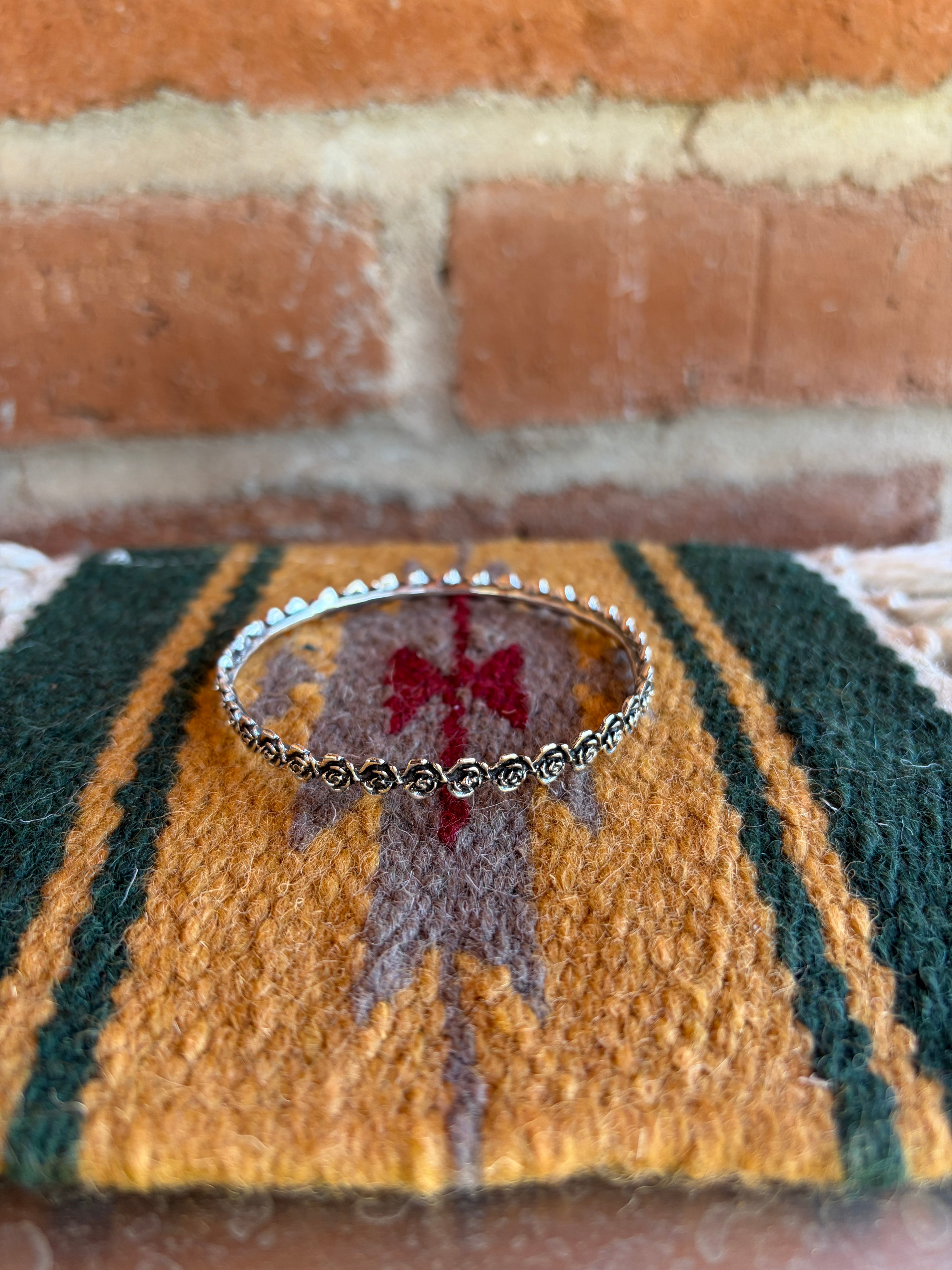 Handmade Sterling Silver Rose Bangle Bracelet