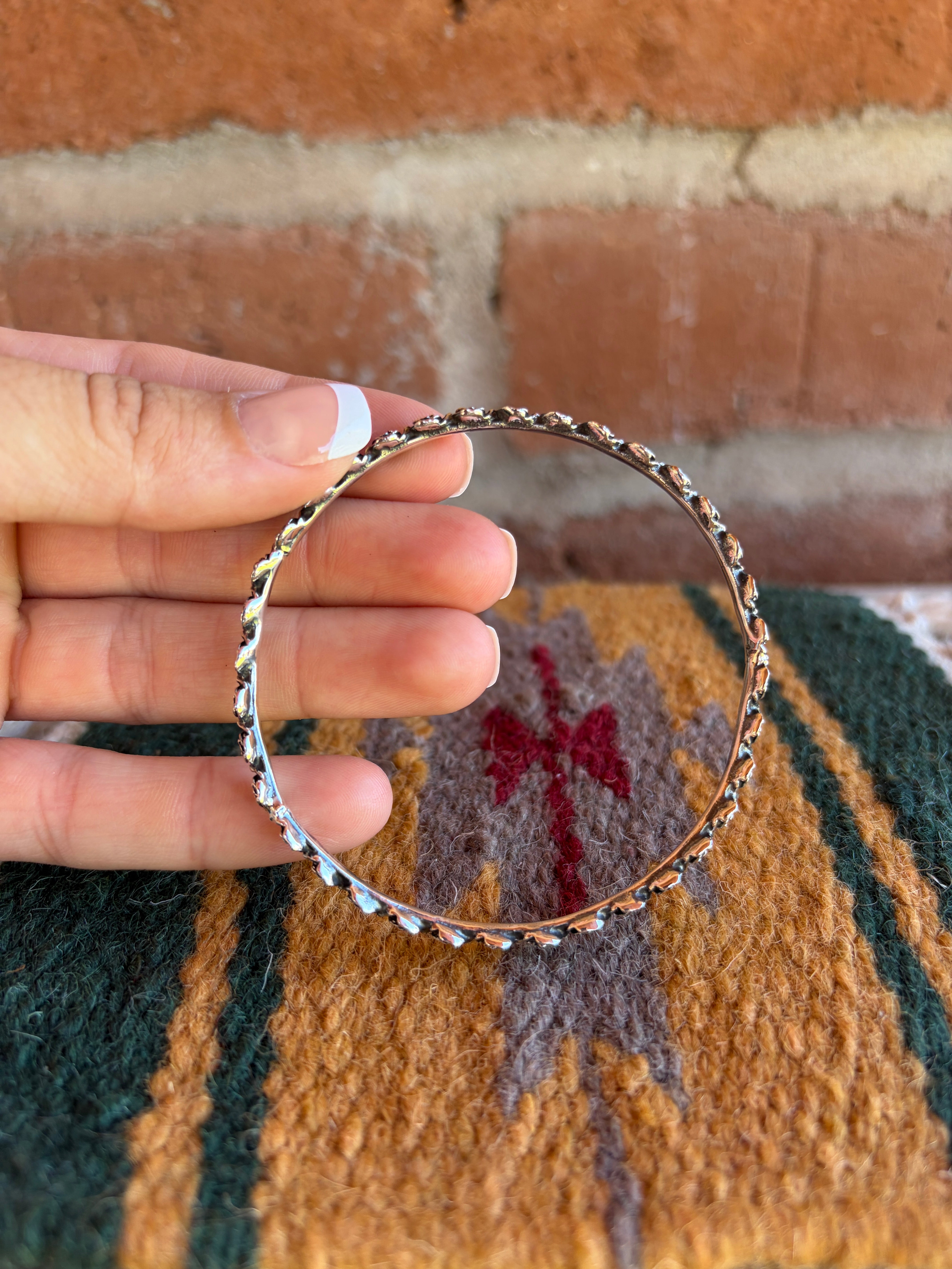 Handmade Sterling Silver Rose Bangle Bracelet