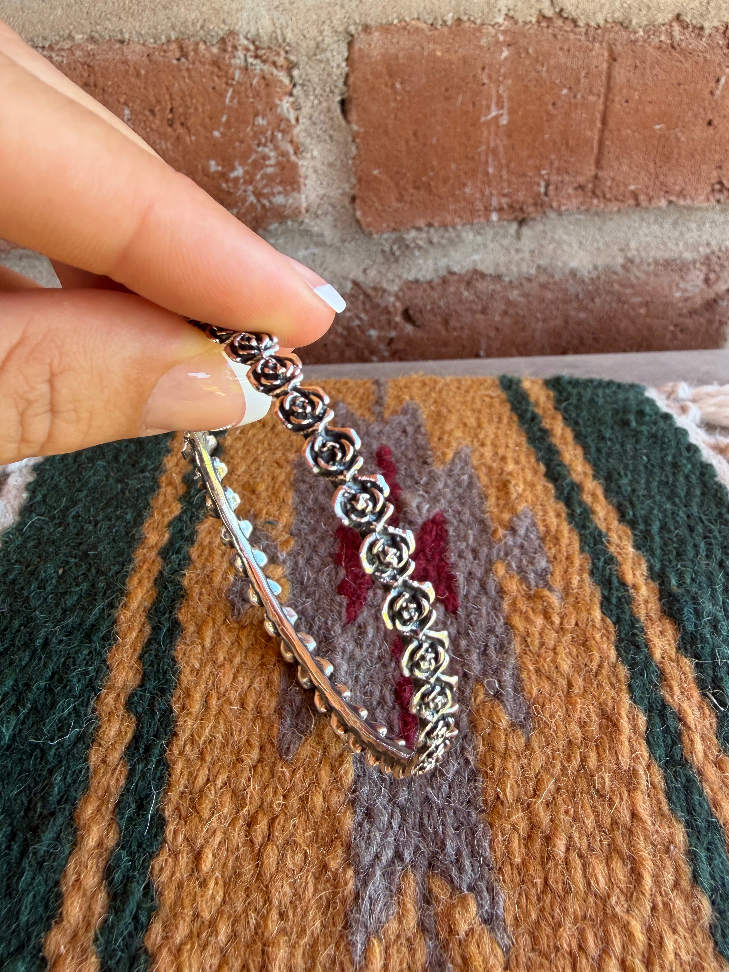 Handmade Sterling Silver Rose Bangle Bracelet