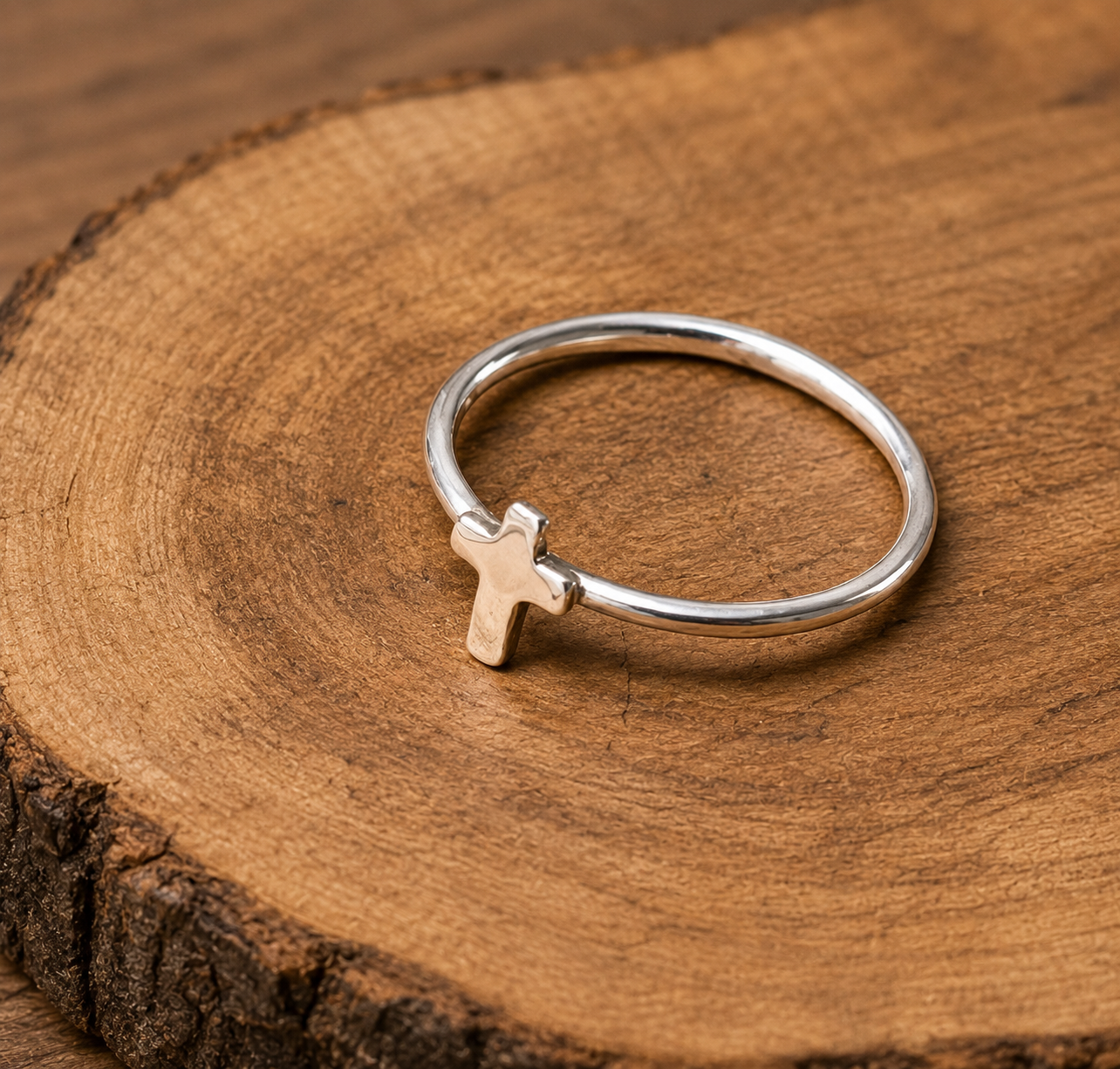 Petite Cross Sterling Silver Ring