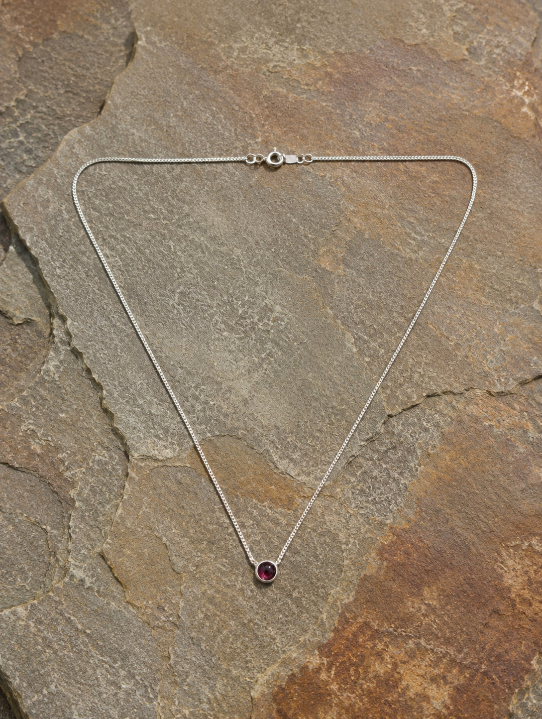 Petite Garnet Pendant & Sterling Silver Necklace