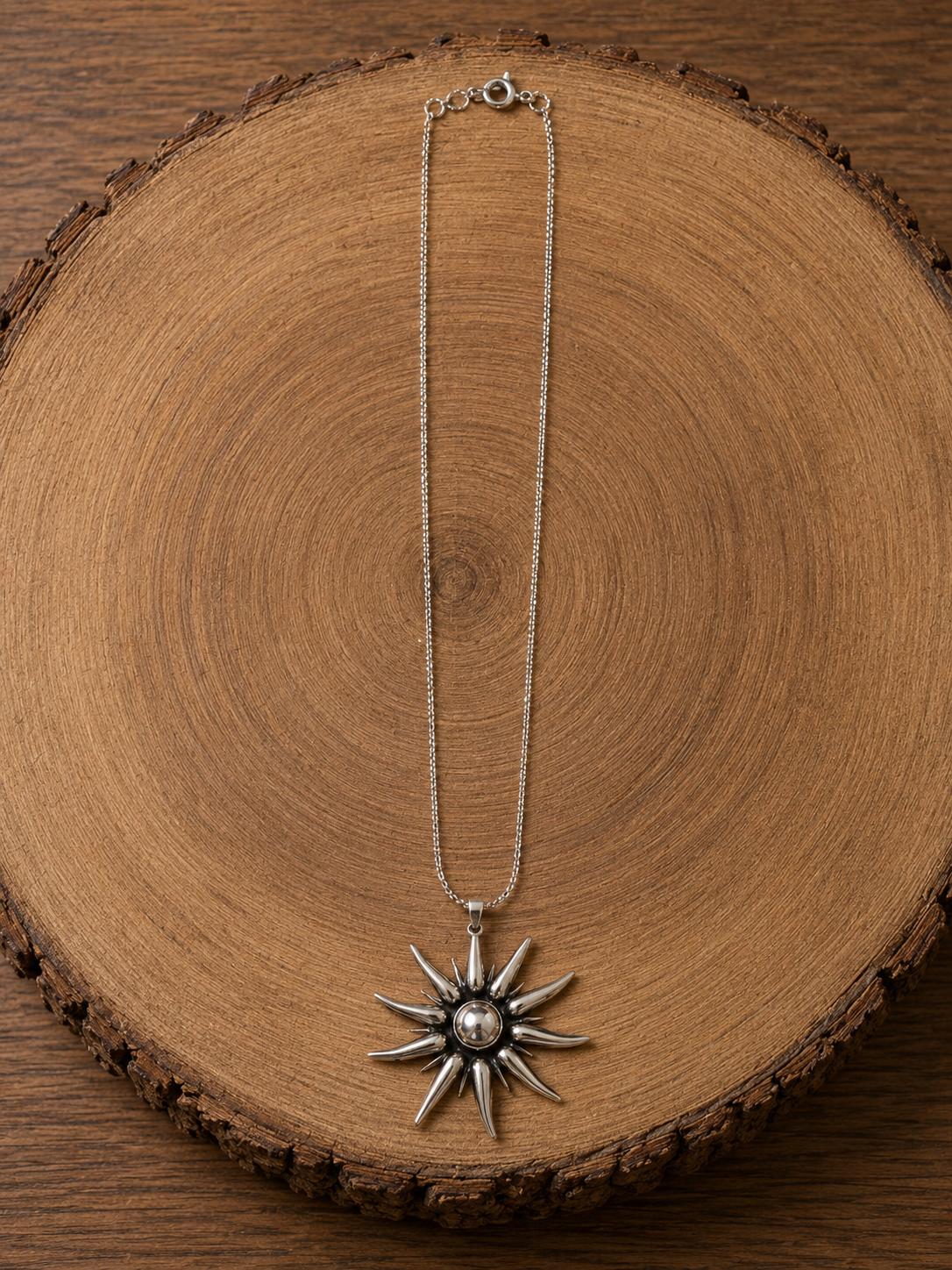 Petite Silver Sunburst Pendant